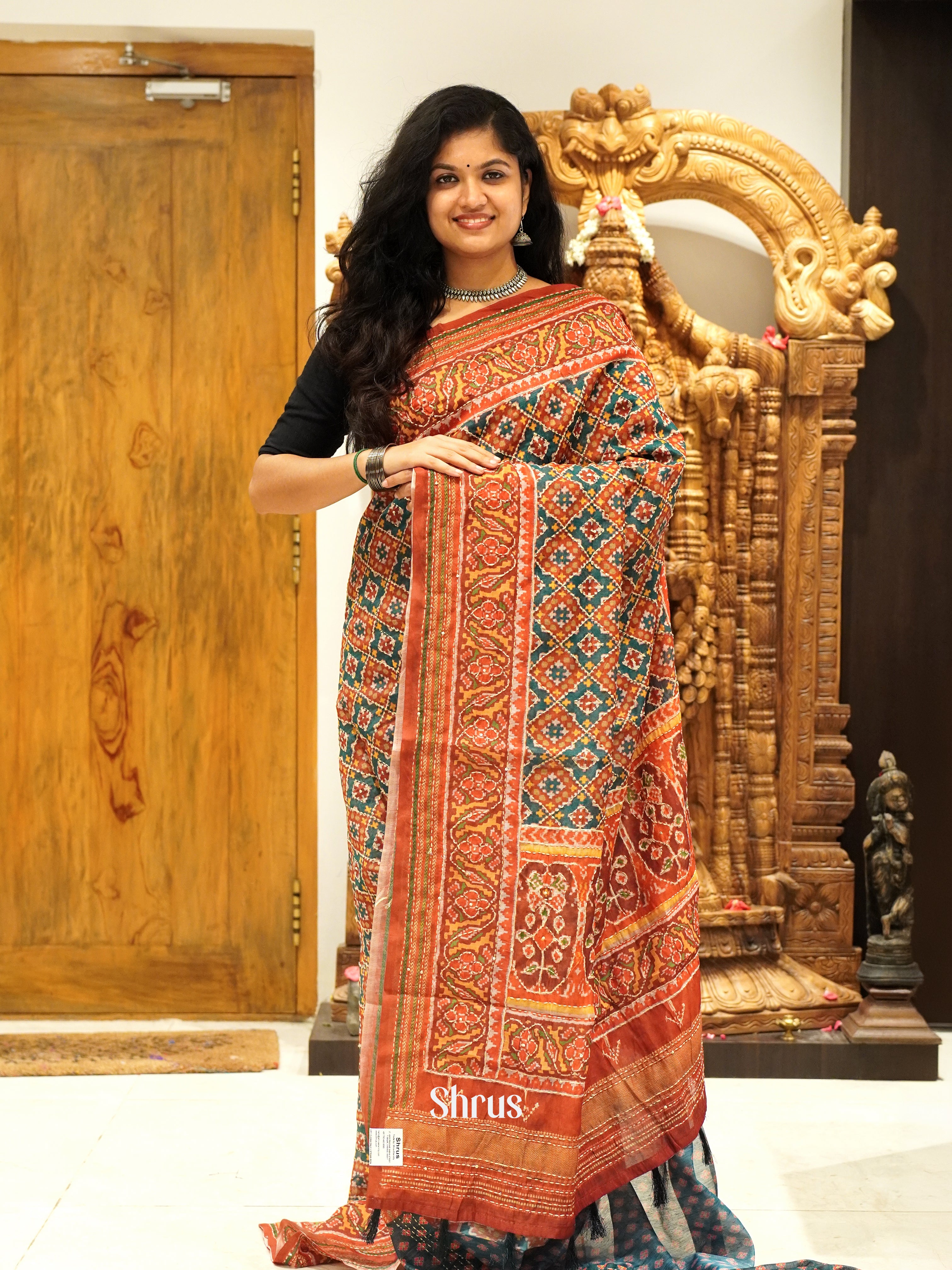 Green & Brick - Semi Kantha Saree - Shop on ShrusEternity.com