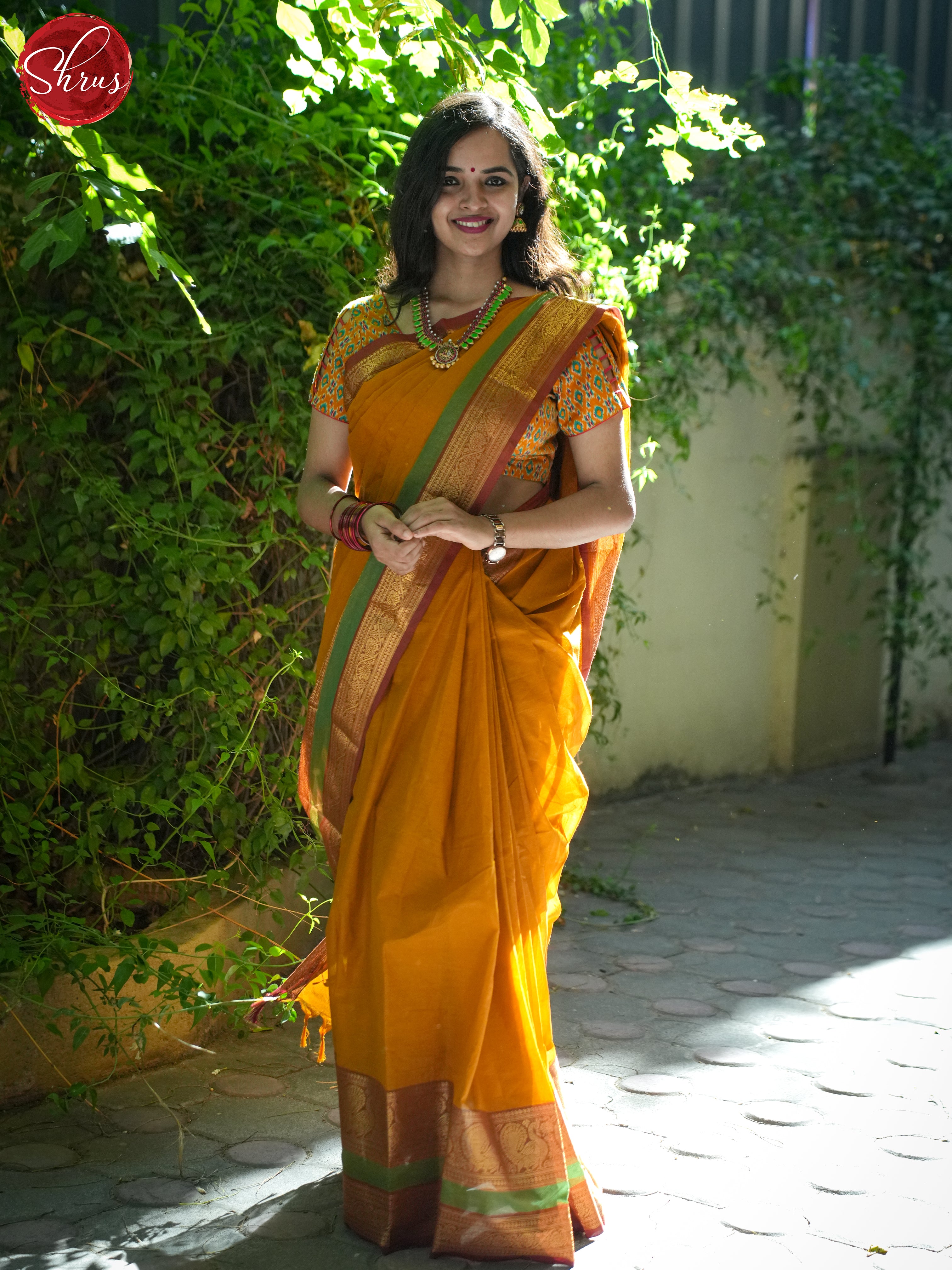 Brown & Green - Chettinad Cotton Saree - Shop on ShrusEternity.com