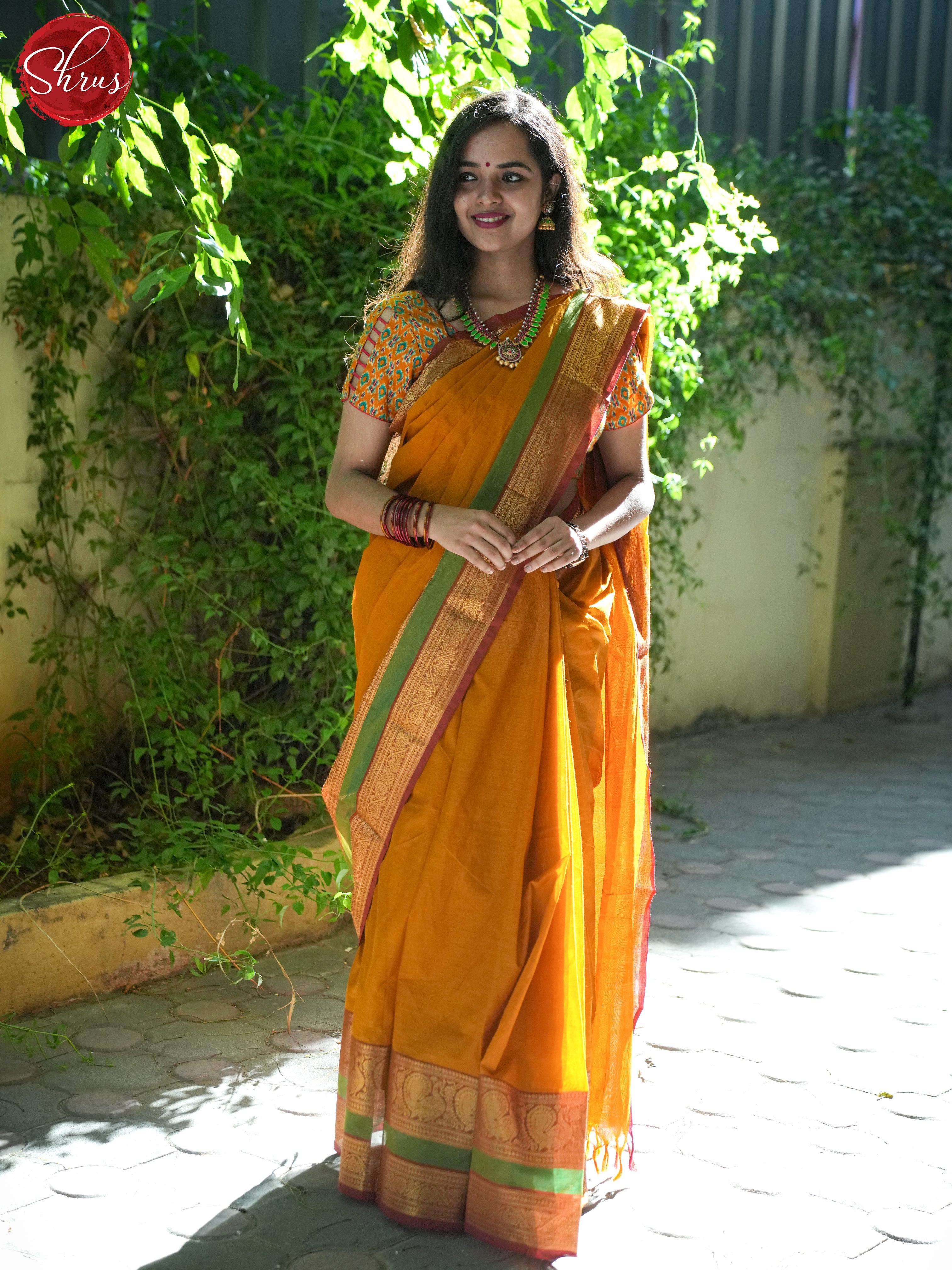 Brown & Green - Chettinad Cotton Saree - Shop on ShrusEternity.com