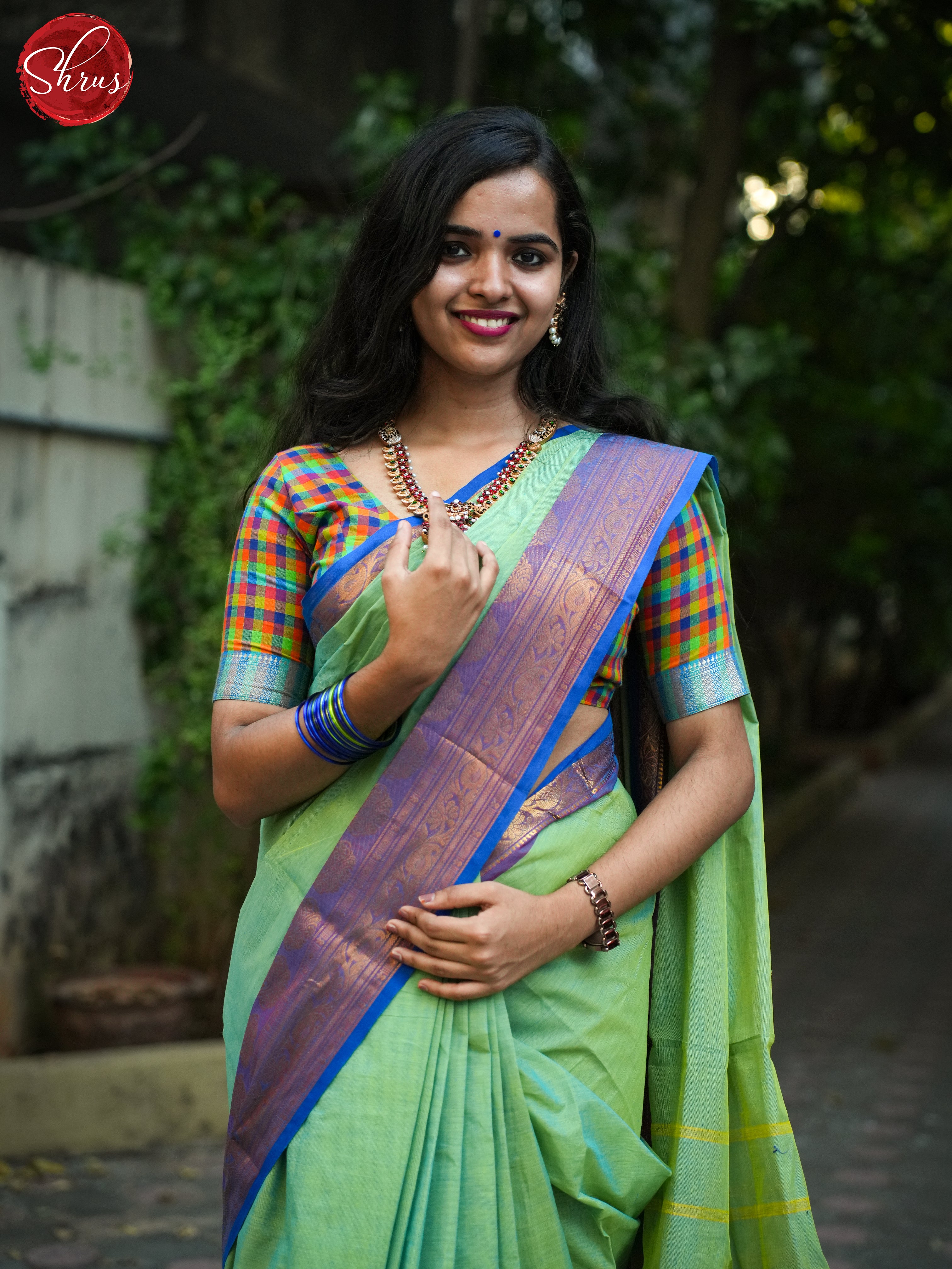 Green & Purple - Chettinad Cotton Saree - Shop on ShrusEternity.com