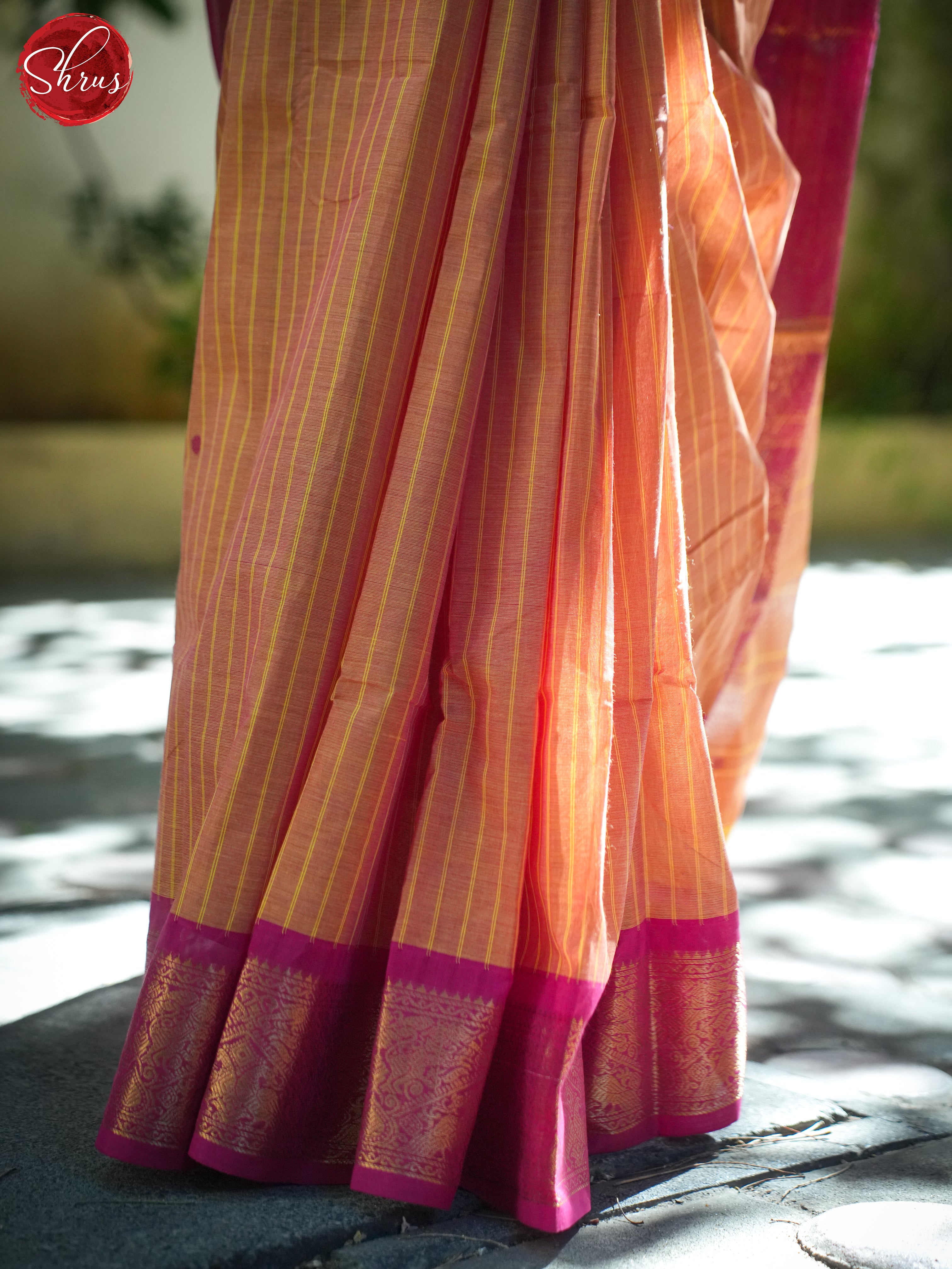 Orange & Pink - Chettinad Cotton Saree - Shop on ShrusEternity.com