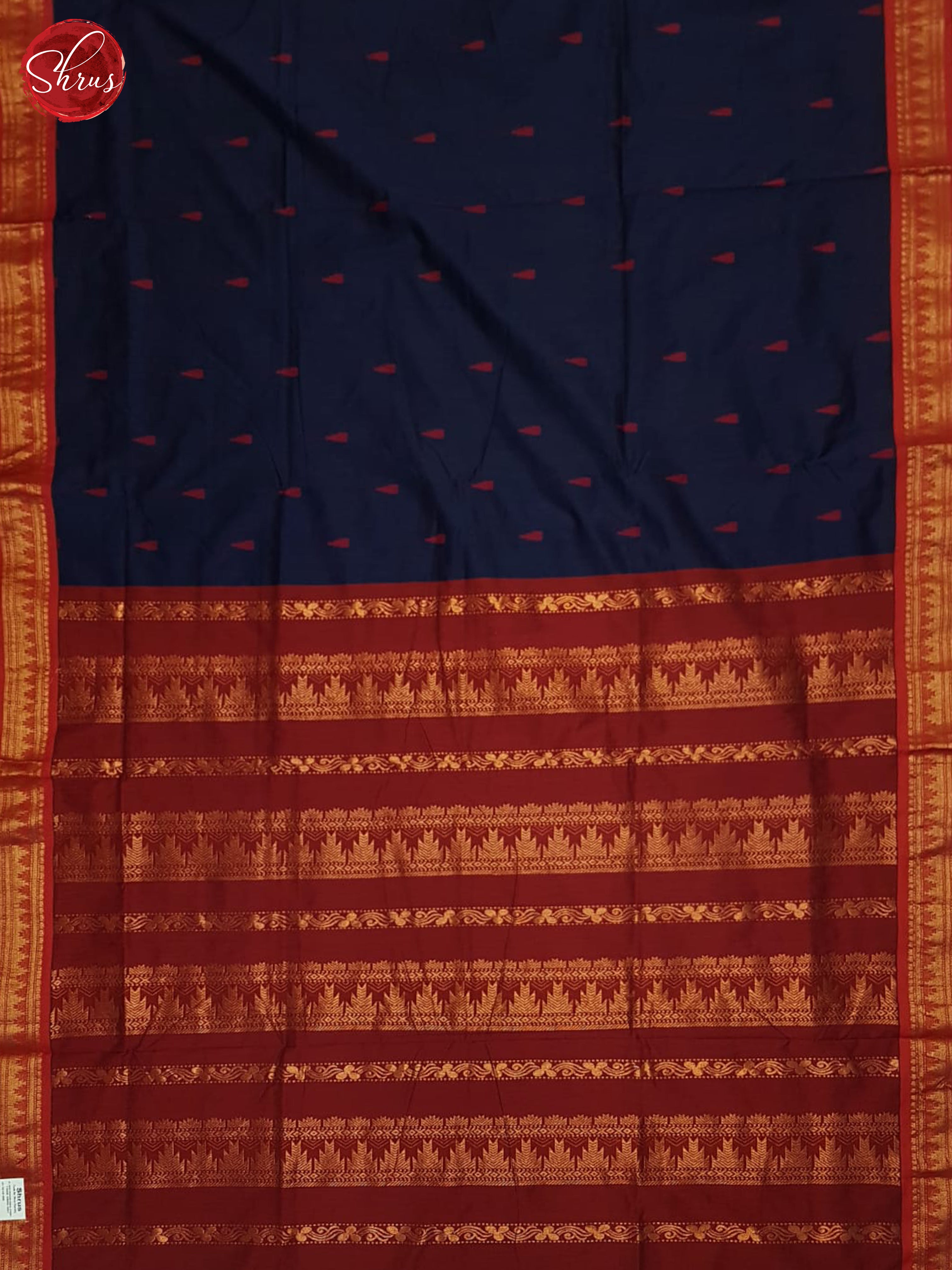 Blue & Maroon - Kalyani Cotton Saree - Shop on ShrusEternity.com