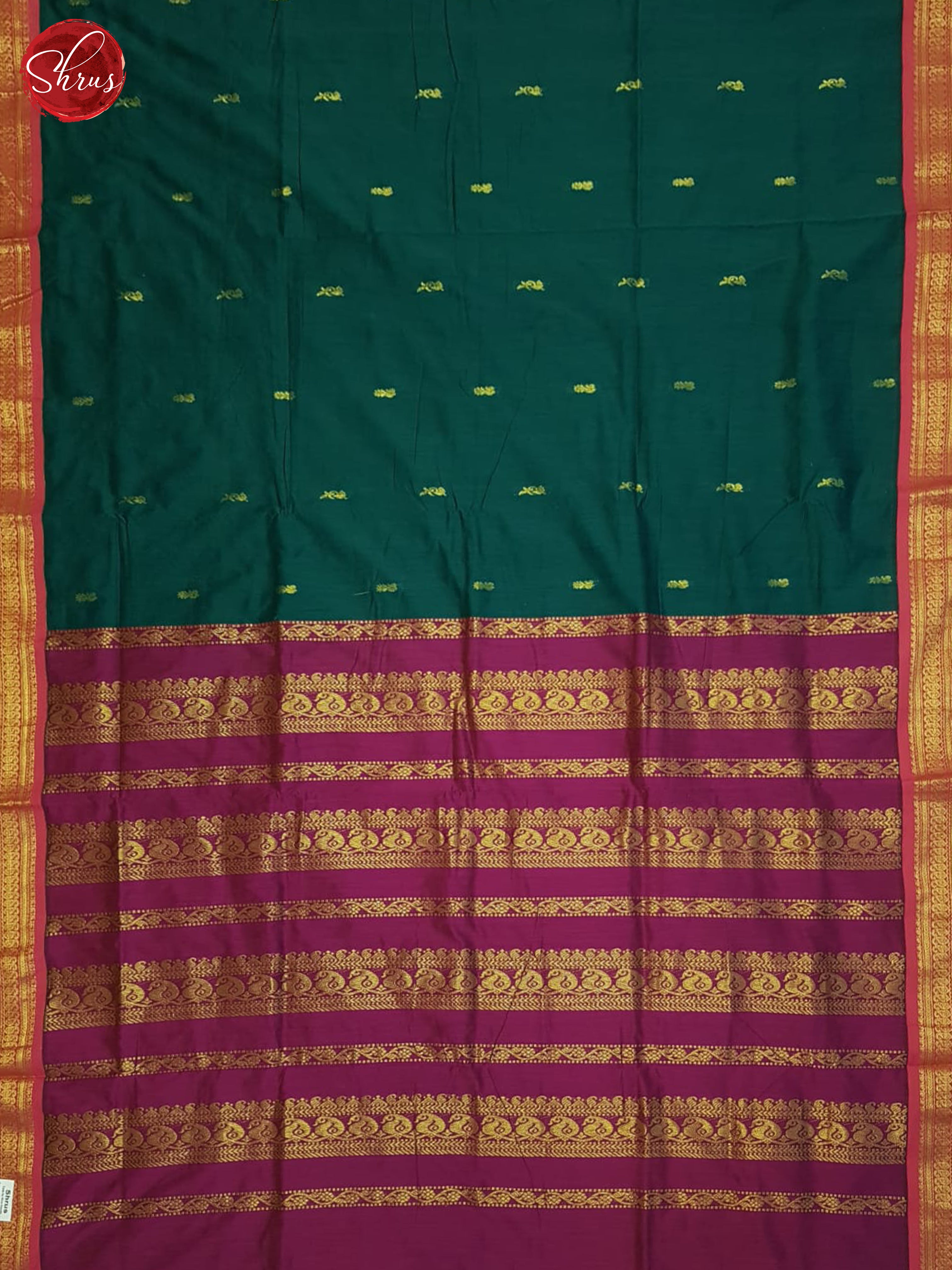 Peacock Green & Purple - Kalyani Cotton Saree - Shop on ShrusEternity.com