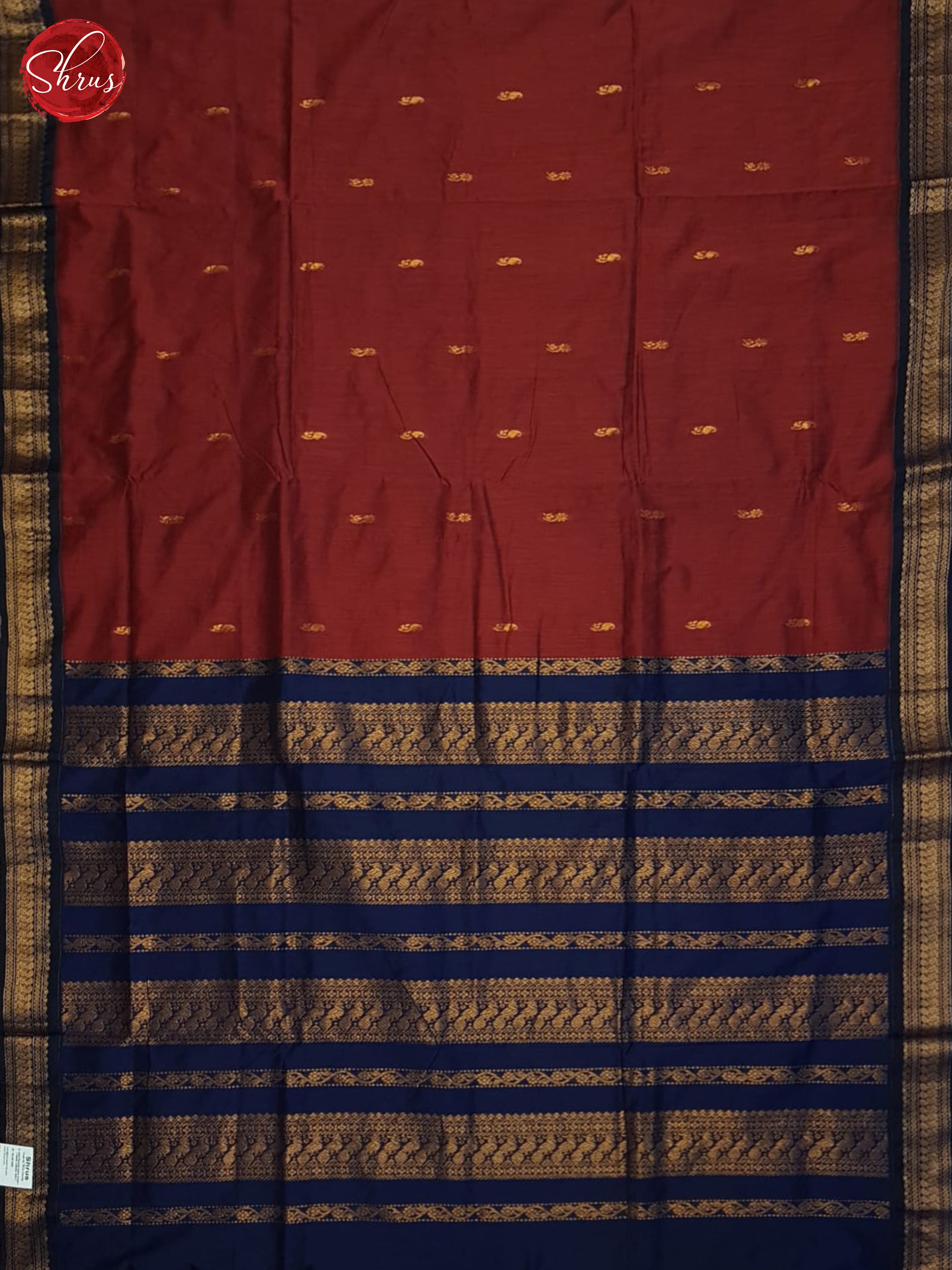 Arakku Maroon & Blue - Kalyani Cotton Saree - Shop on ShrusEternity.com