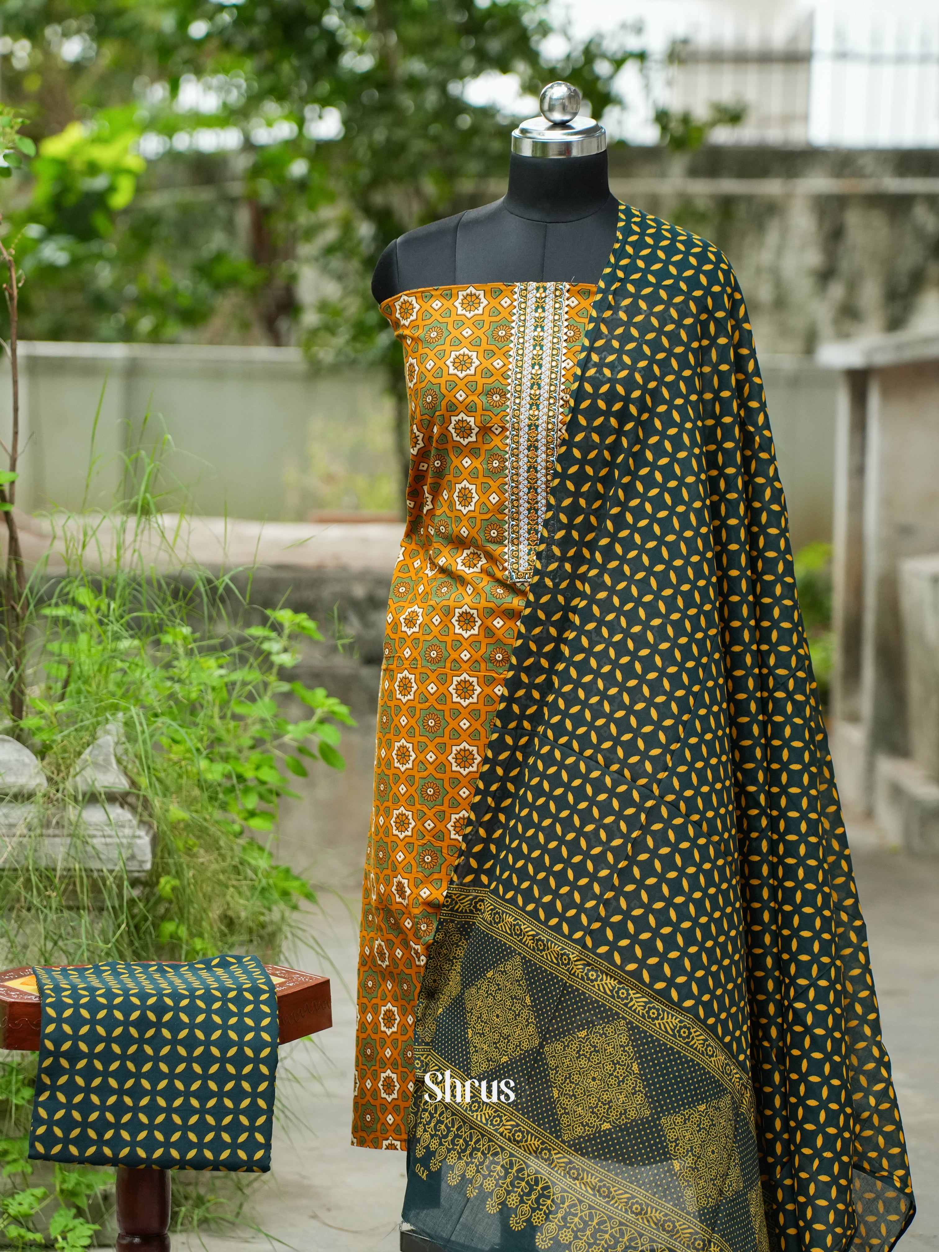 Mustard & Green - Ajrakh Salwar - Shop on ShrusEternity.com