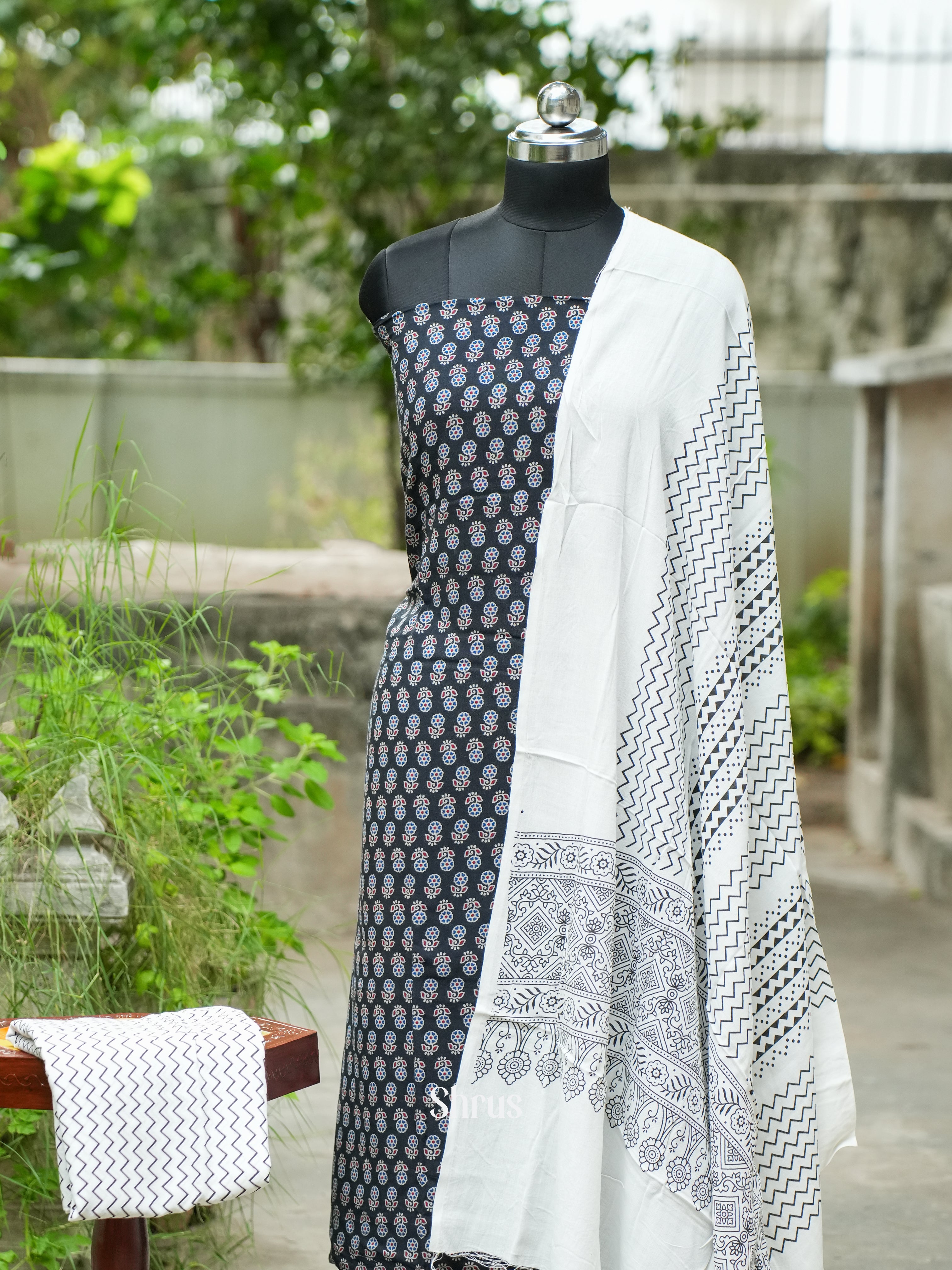 Black & White- Ajrakh Salwar - Shop on ShrusEternity.com