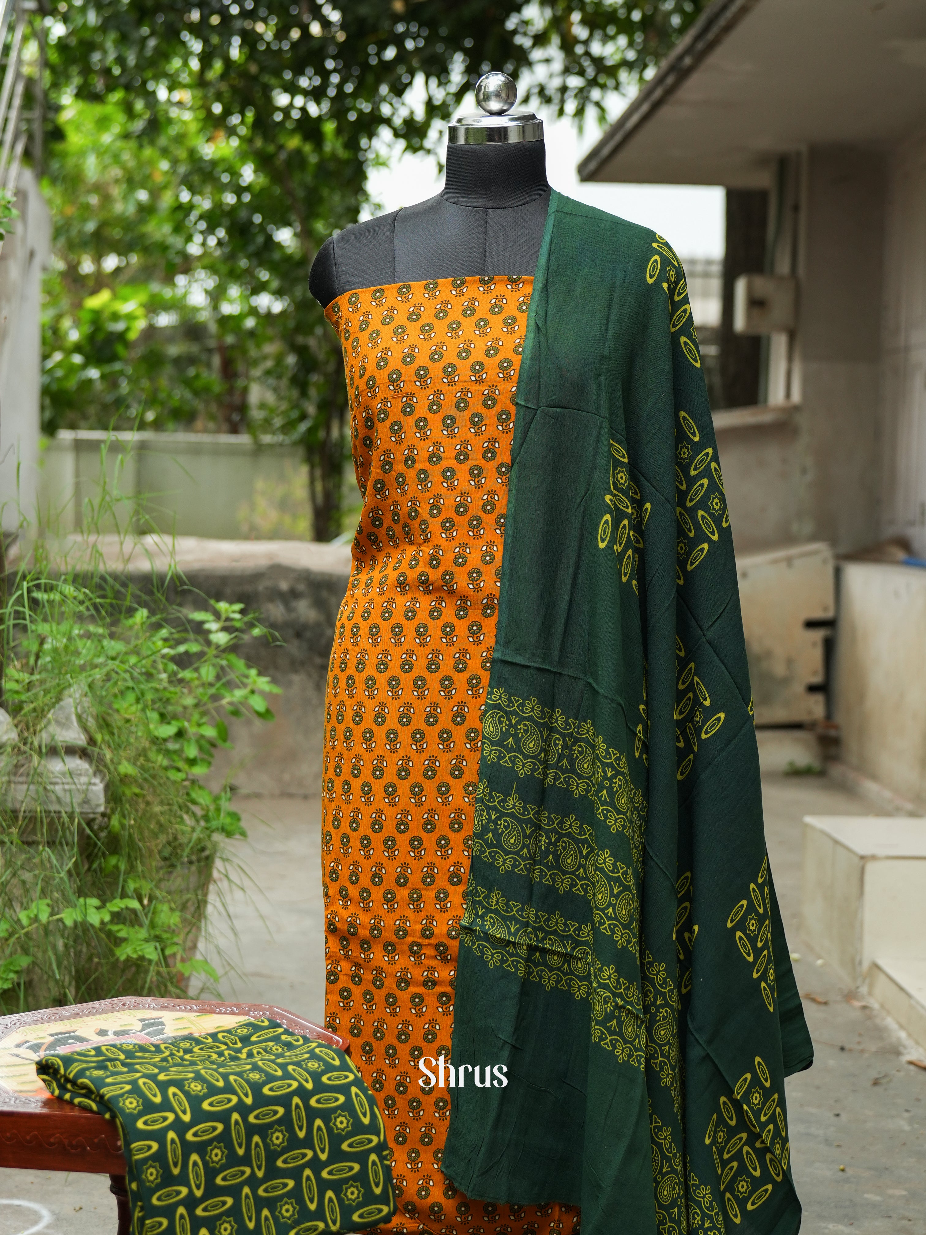 Mustard & Green - Ajrakh Salwar - Shop on ShrusEternity.com