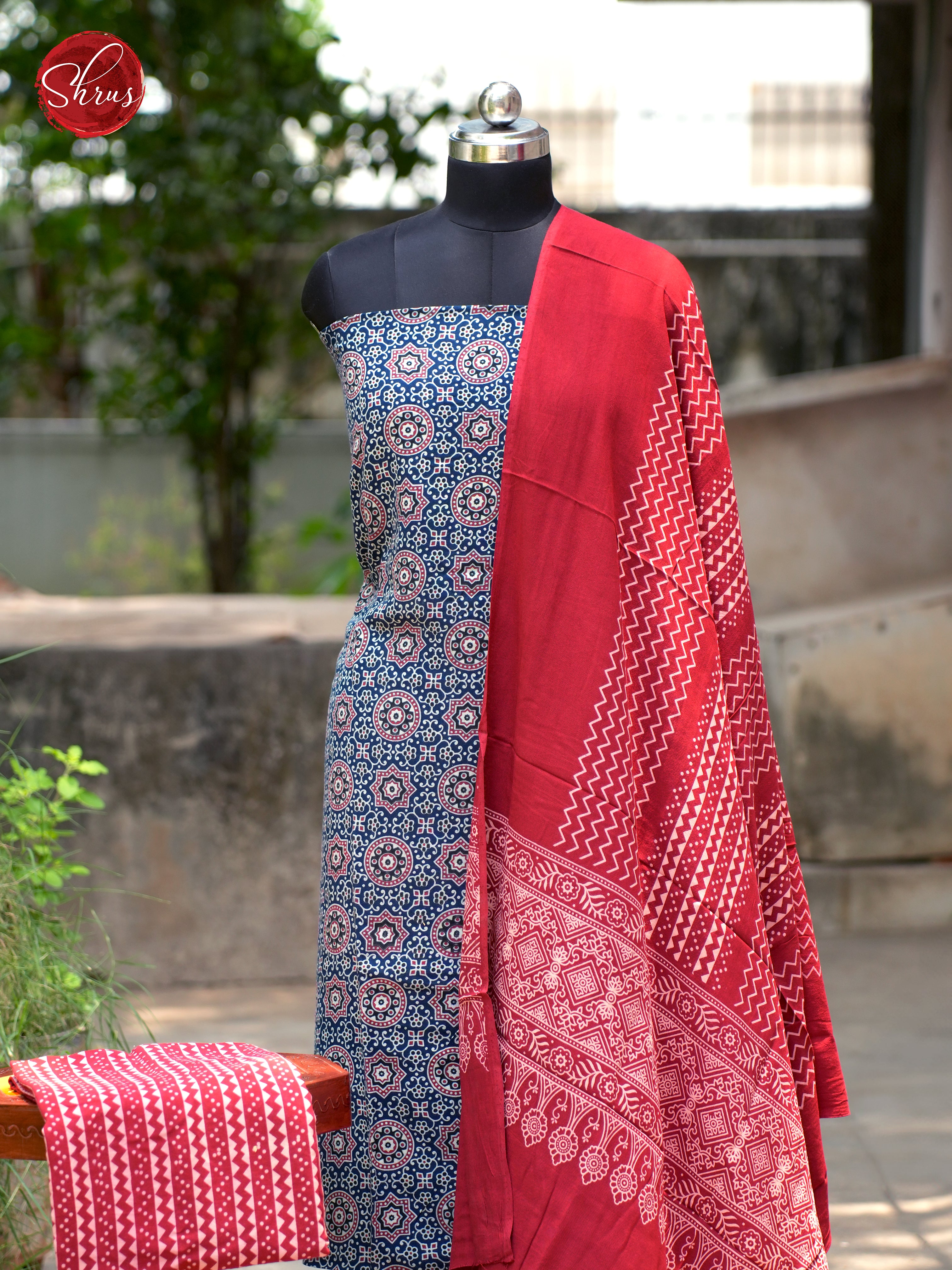 Blue & Red - Ajrakh Salwar - Shop on ShrusEternity.com