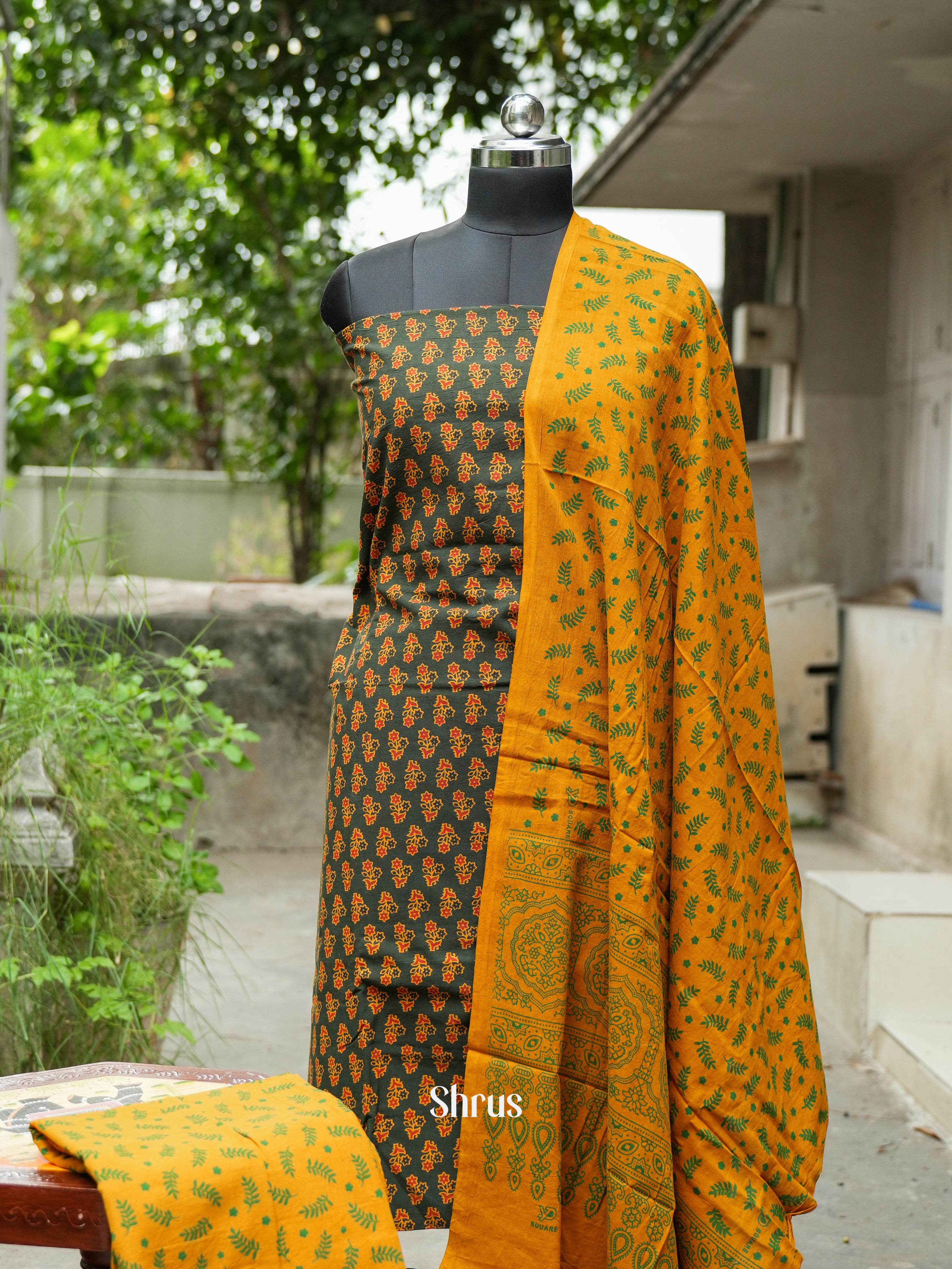 Green & Mustard - Ajrakh Salwar - Shop on ShrusEternity.com