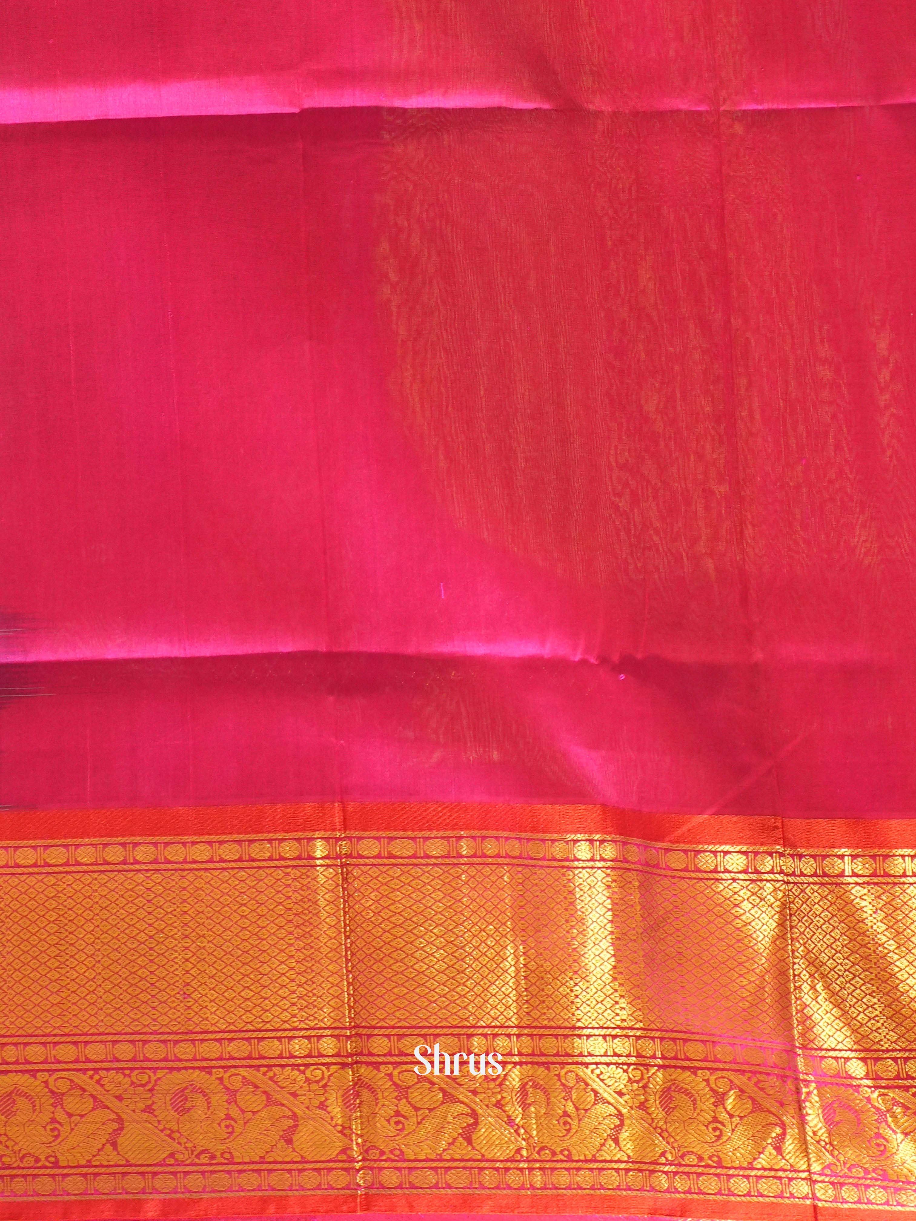Blue And Pink- Silk Cotton Saree - Shop on ShrusEternity.com
