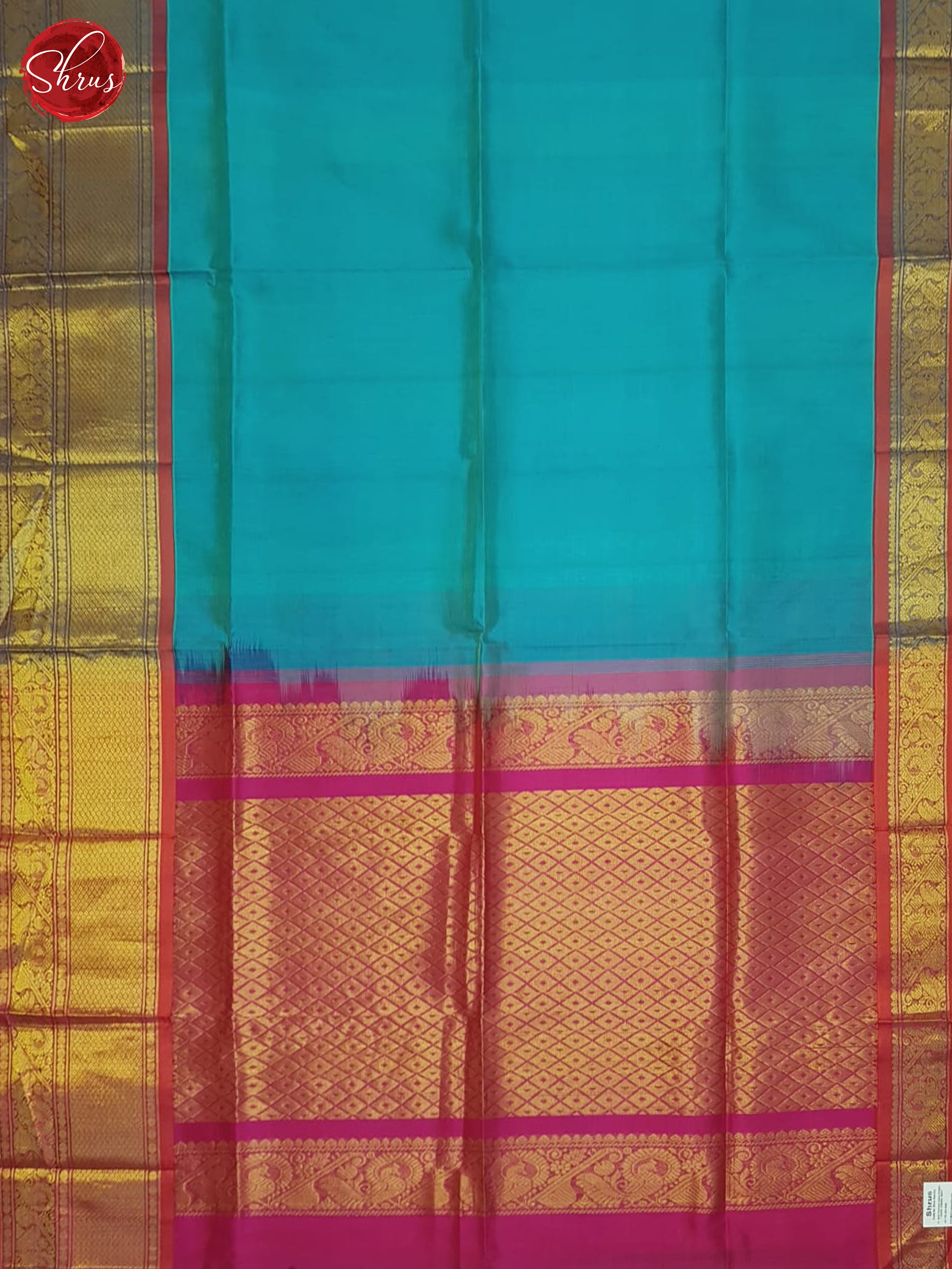 Blue And Pink- Silk Cotton Saree - Shop on ShrusEternity.com