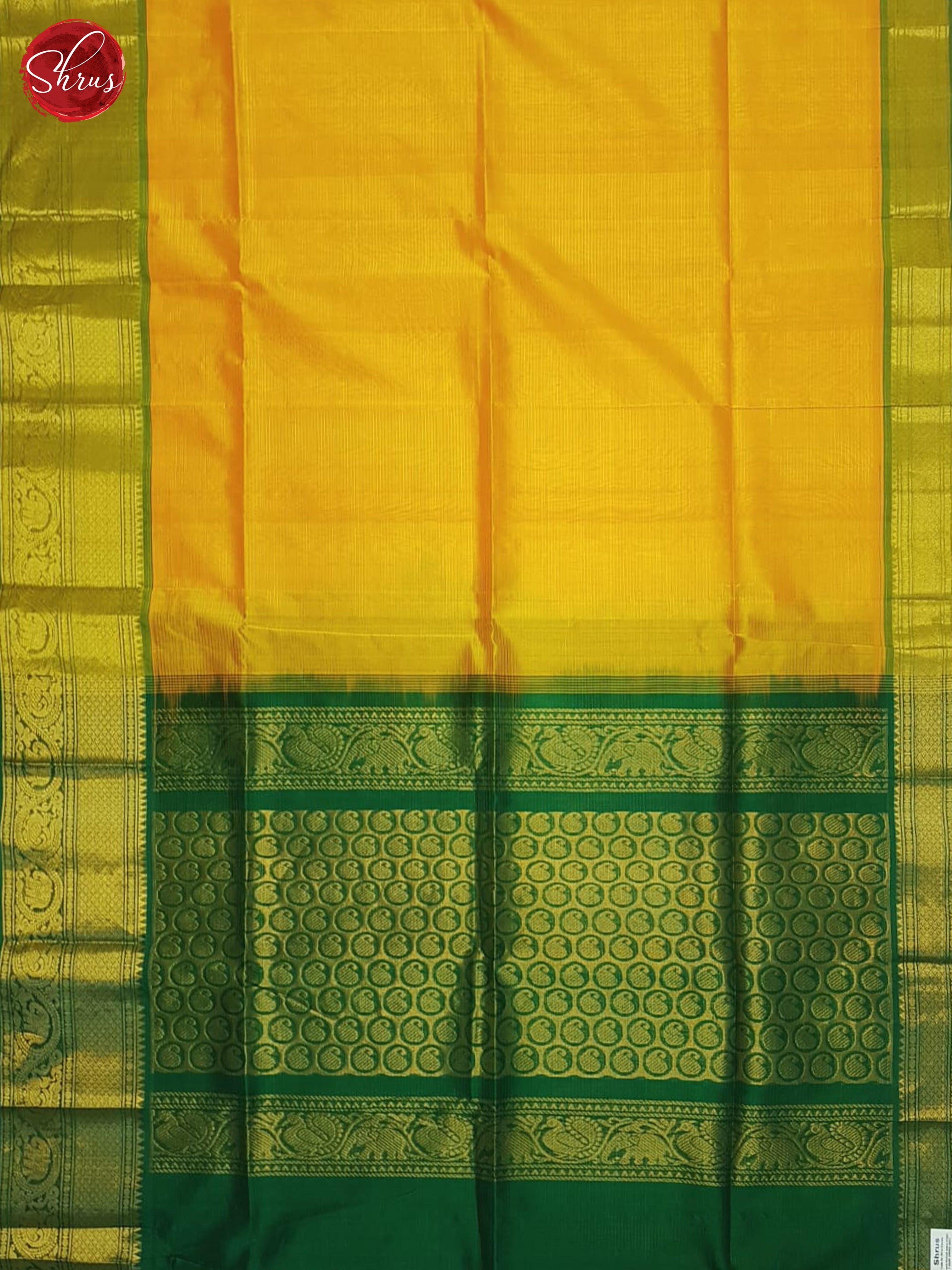 Fire Orange And Green- Silk Cotton Saree - Shop on ShrusEternity.com
