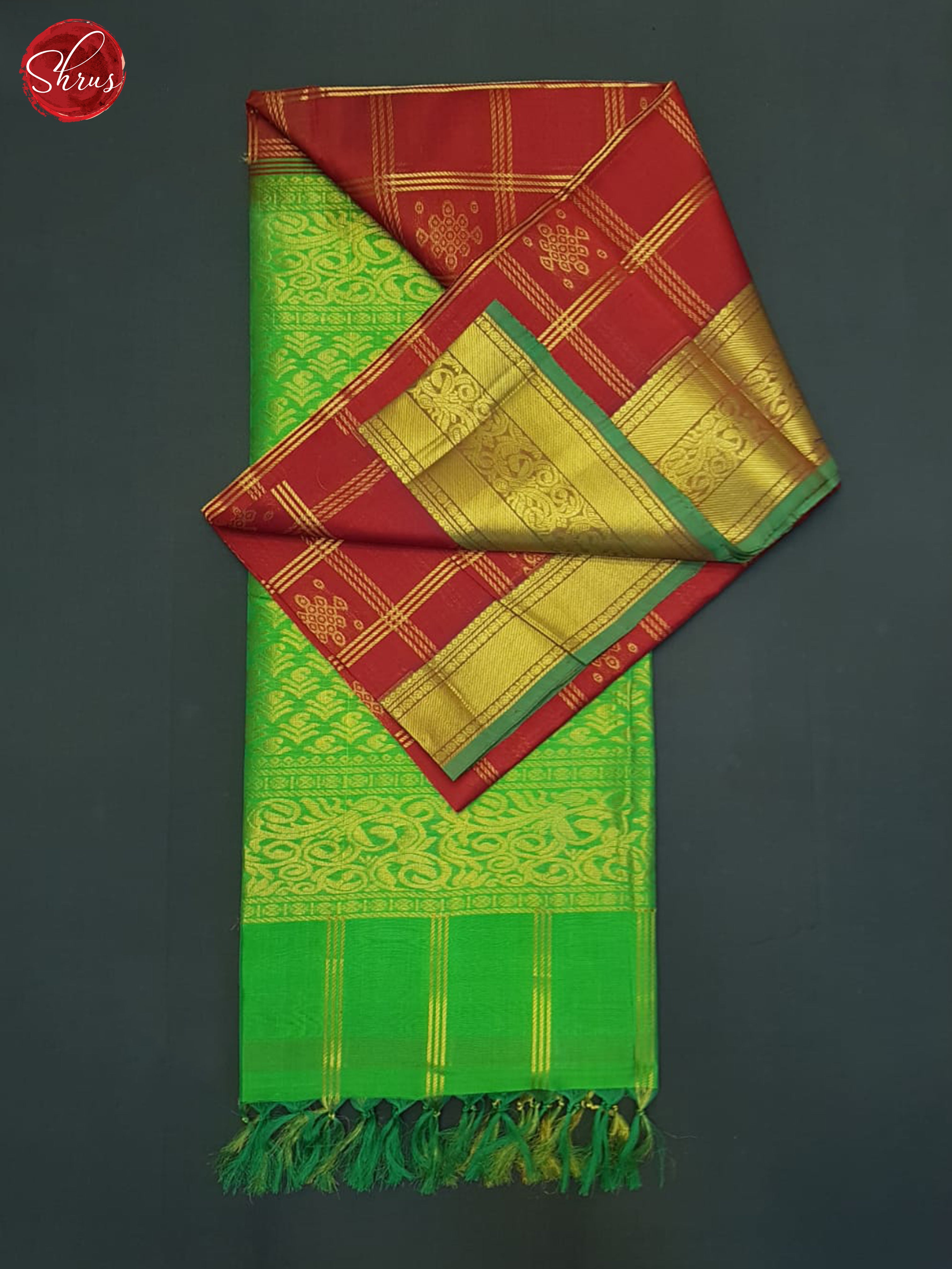 Red And Green- Silk Cotton Saree - Shop on ShrusEternity.com