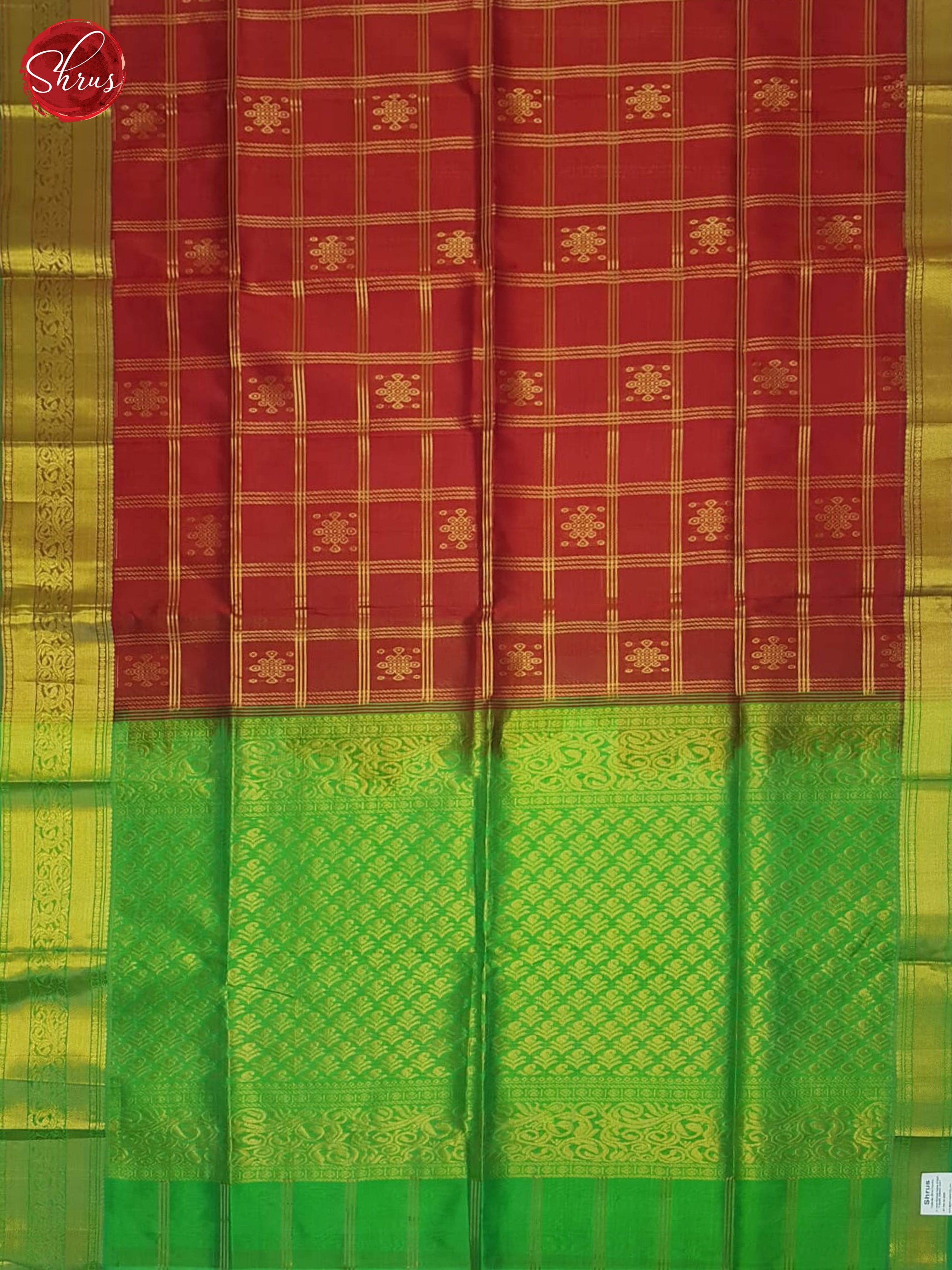 Red And Green- Silk Cotton Saree - Shop on ShrusEternity.com
