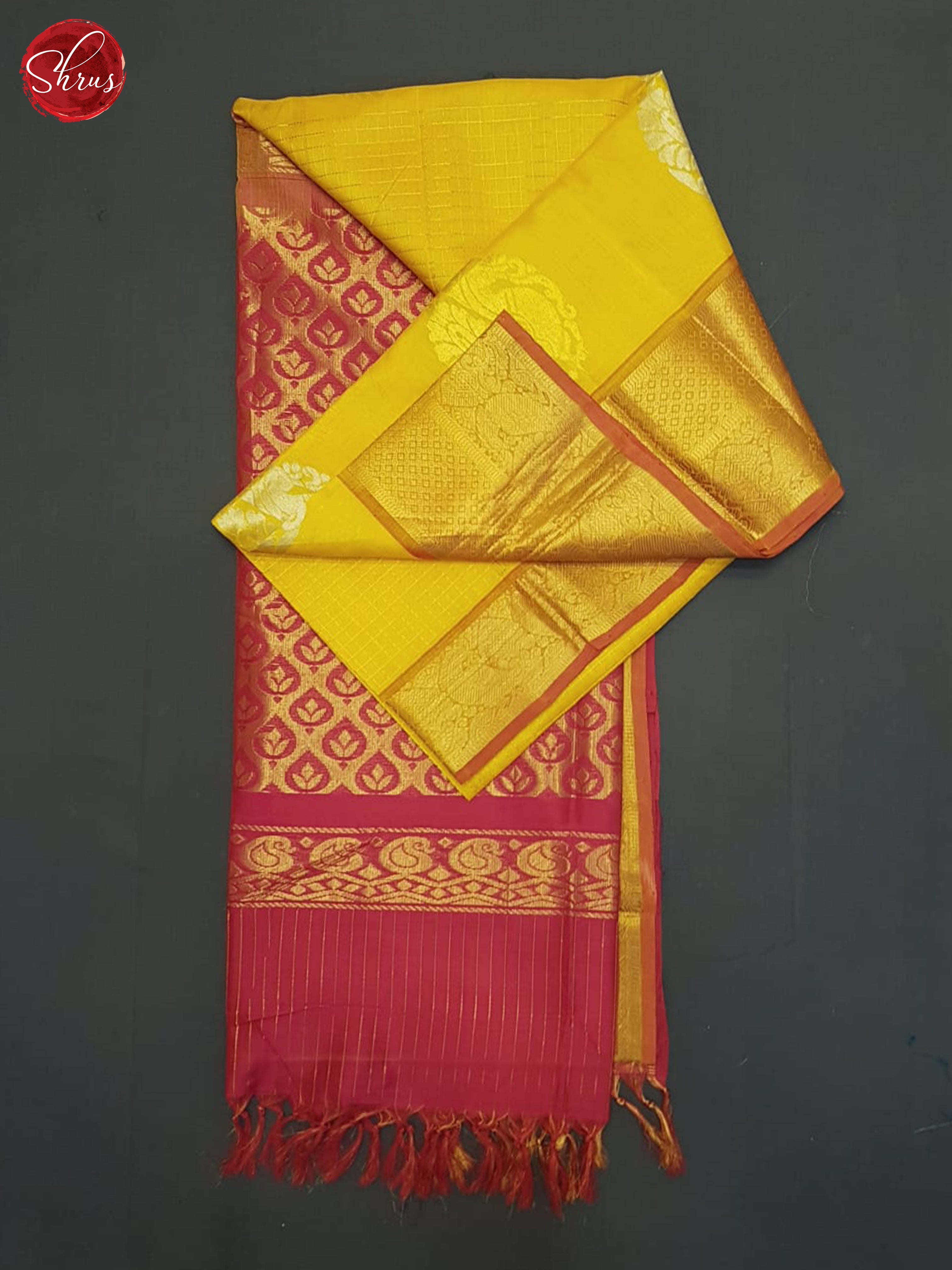 Yellow And Red-Silk Cotton Saree - Shop on ShrusEternity.com