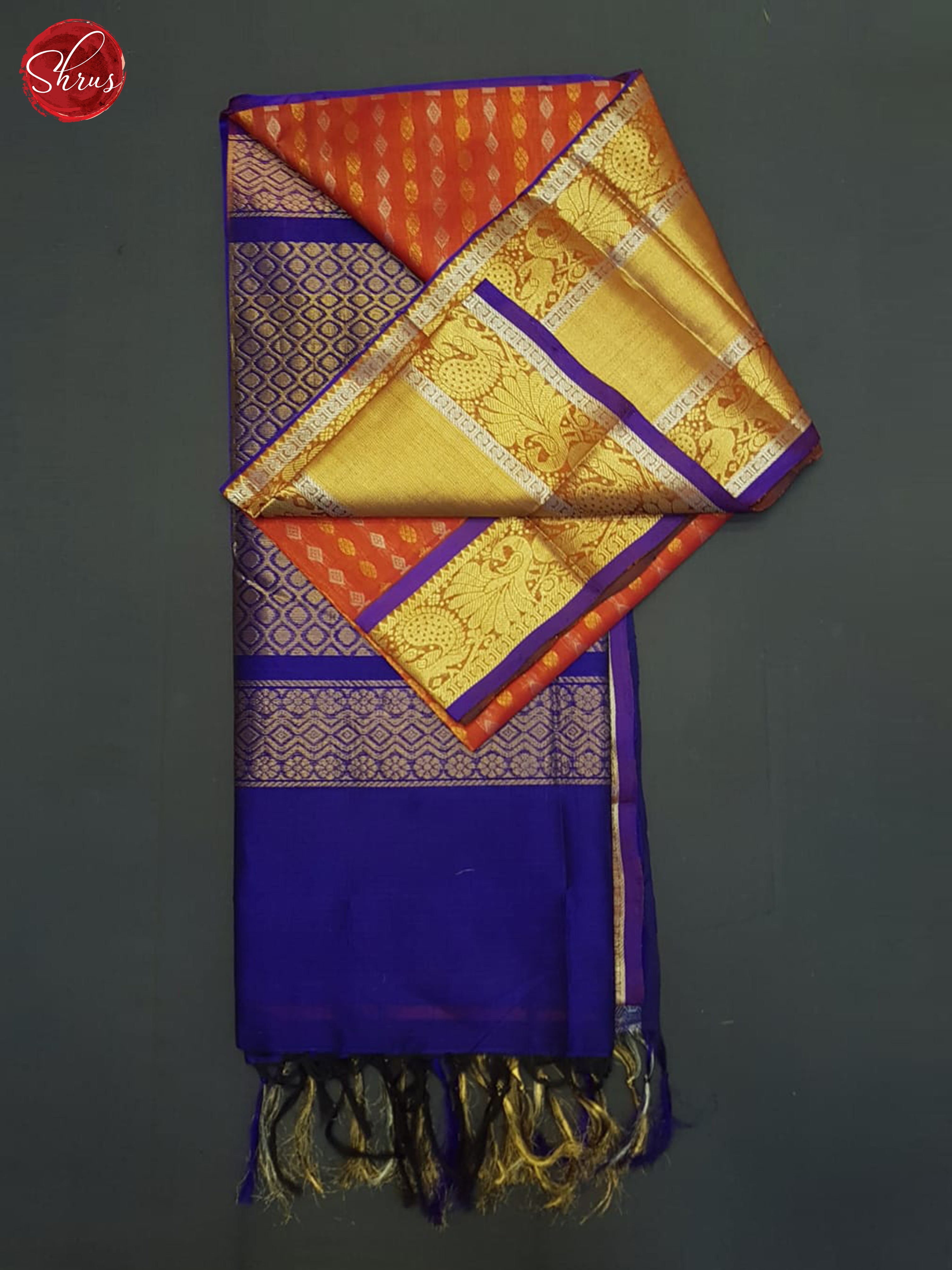 Red And Blue- Silk Cotton Saree - Shop on ShrusEternity.com