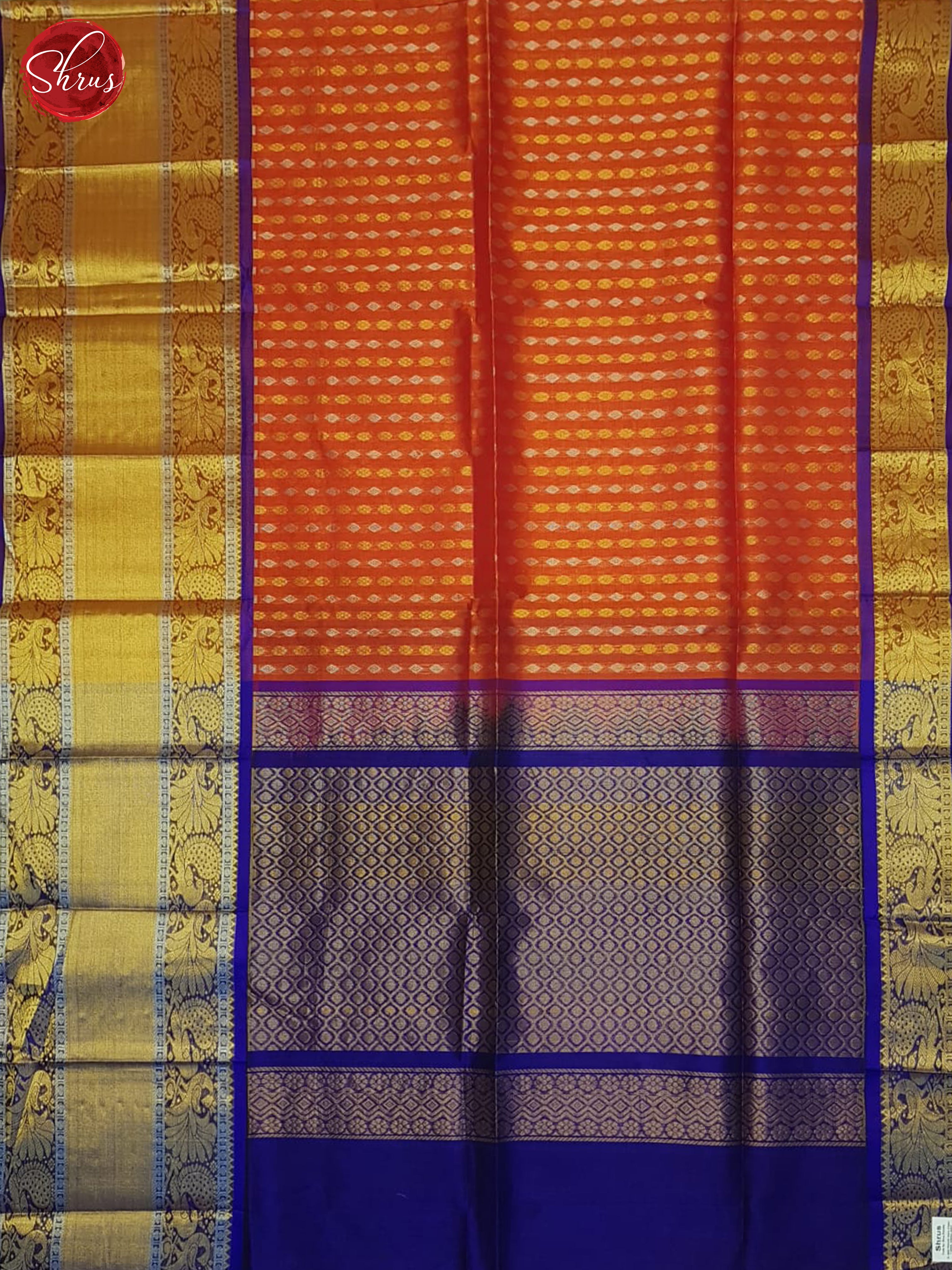 Red And Blue- Silk Cotton Saree - Shop on ShrusEternity.com