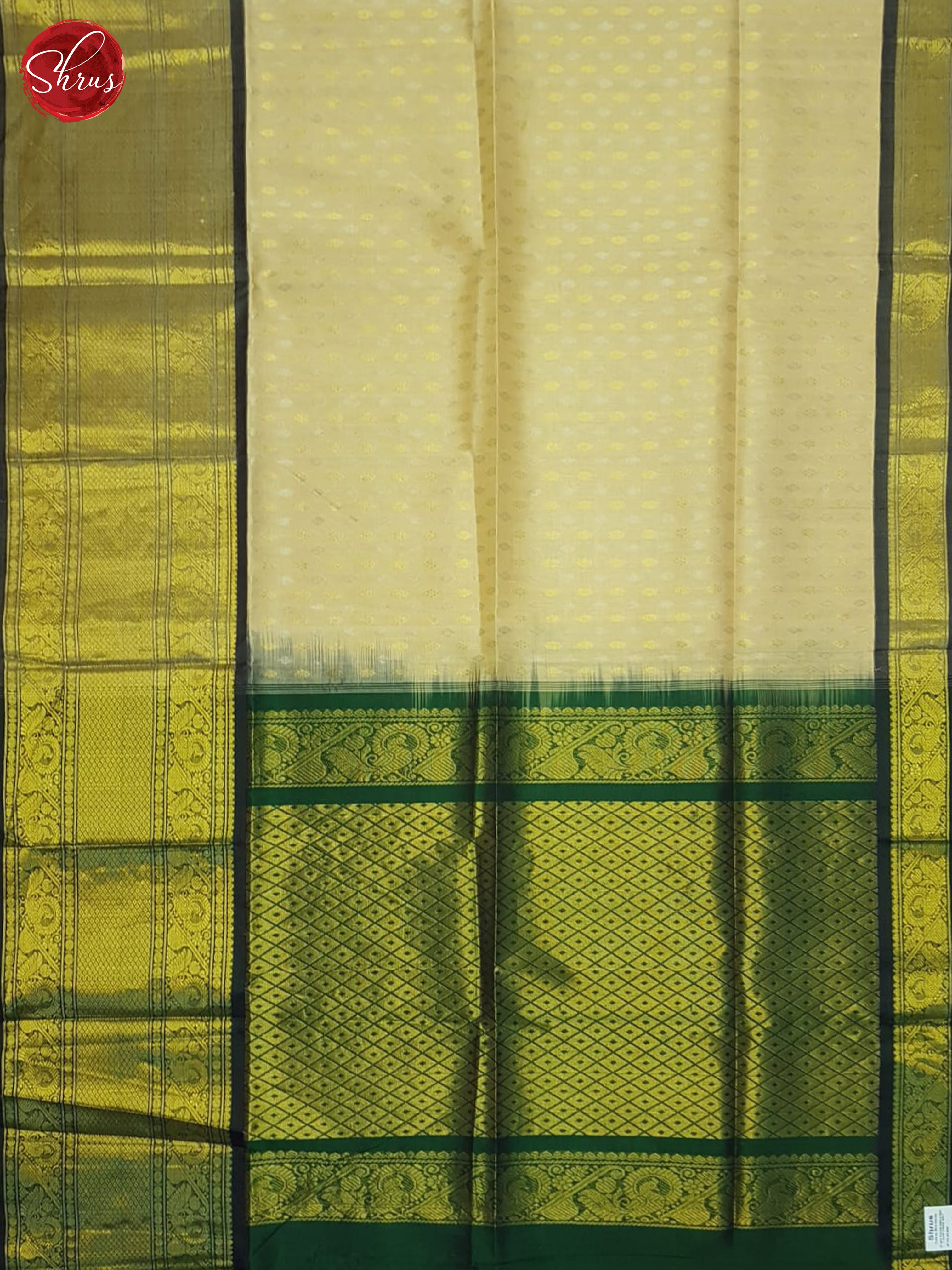 Beige And Green- SIlk Cotton Saree - Shop on ShrusEternity.com