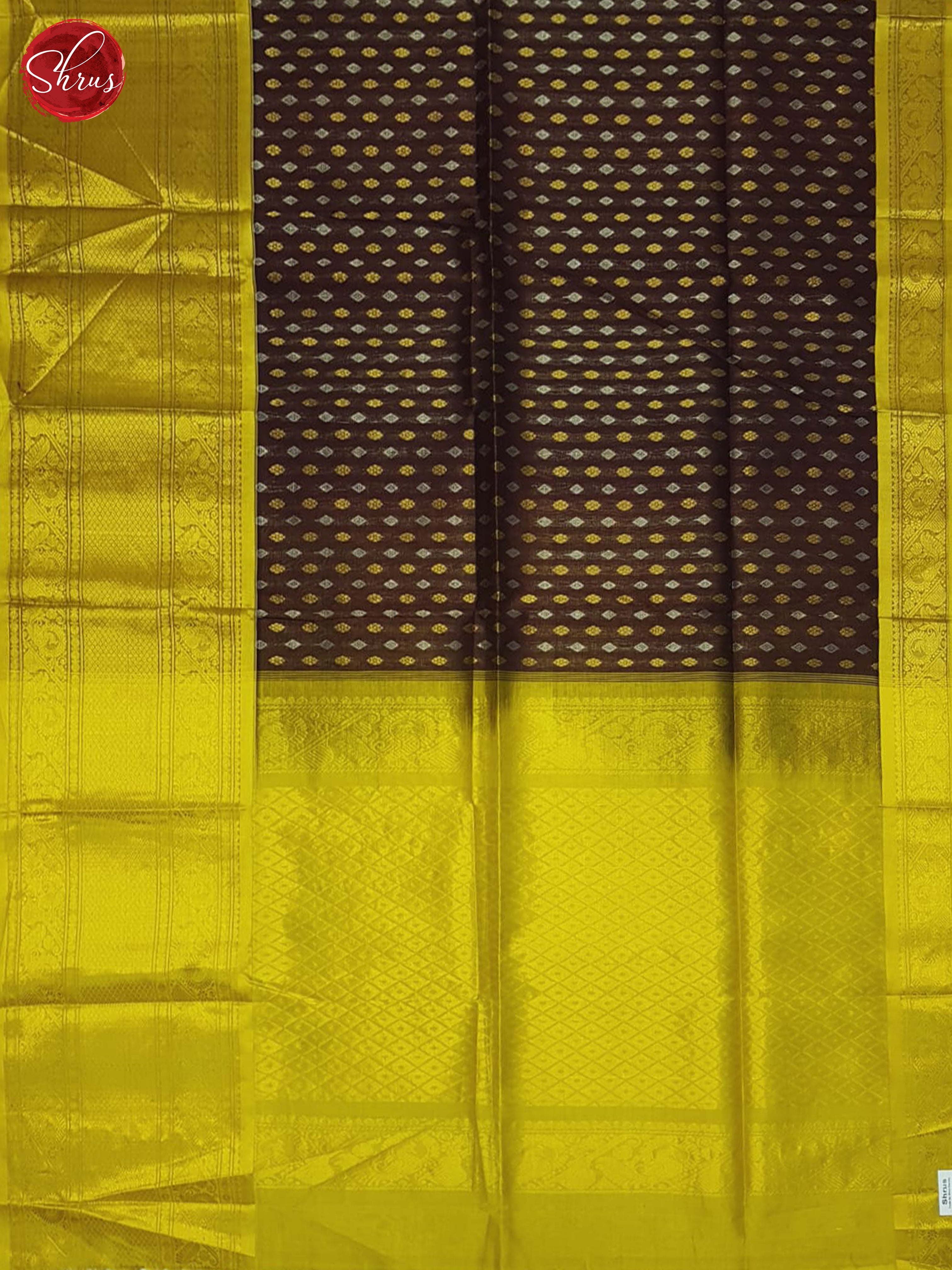 Brown And Green- Silk Cotton Saree - Shop on ShrusEternity.com