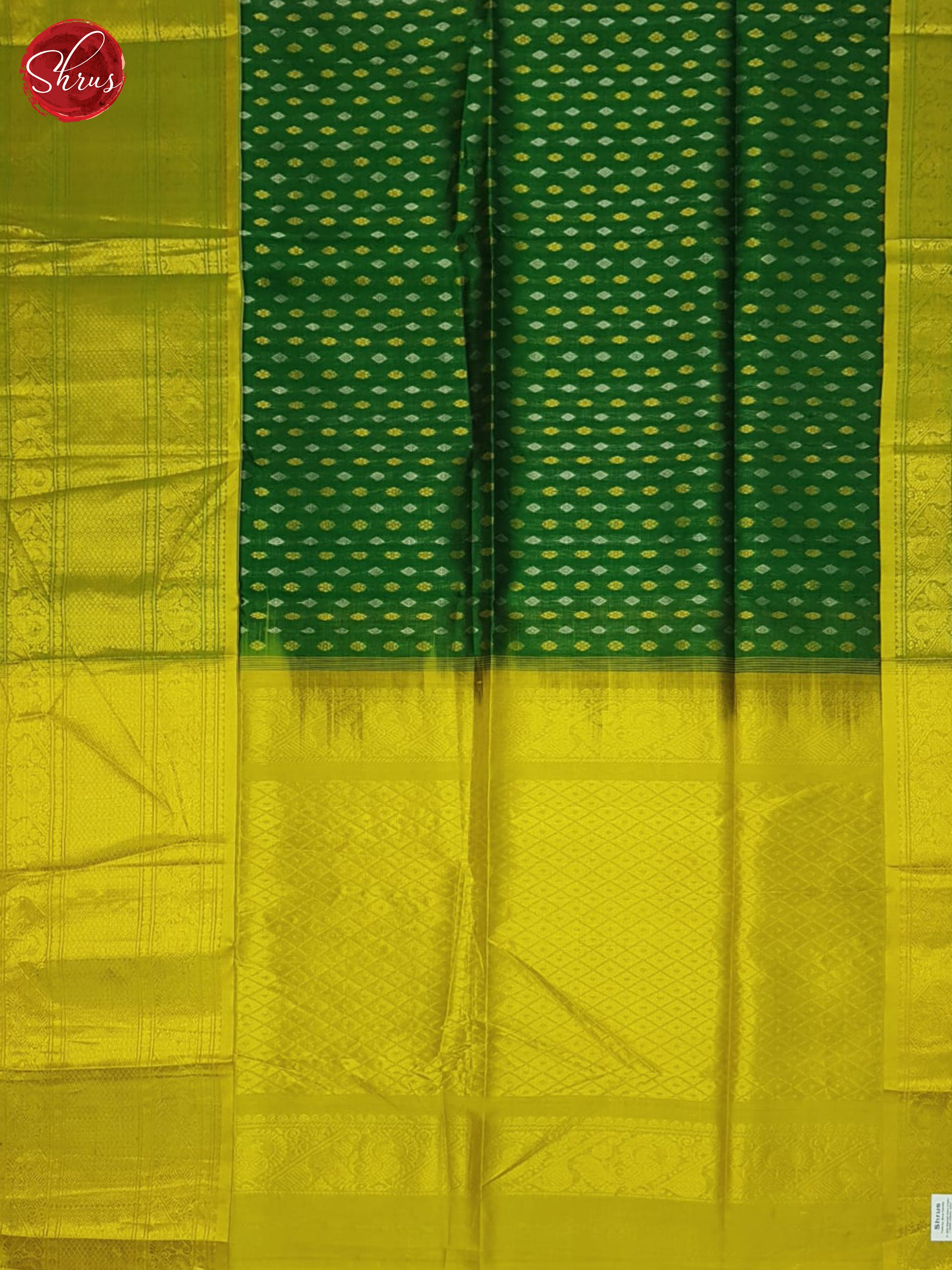 Green & Lime Green - Silk Cotton Saree - Shop on ShrusEternity.com