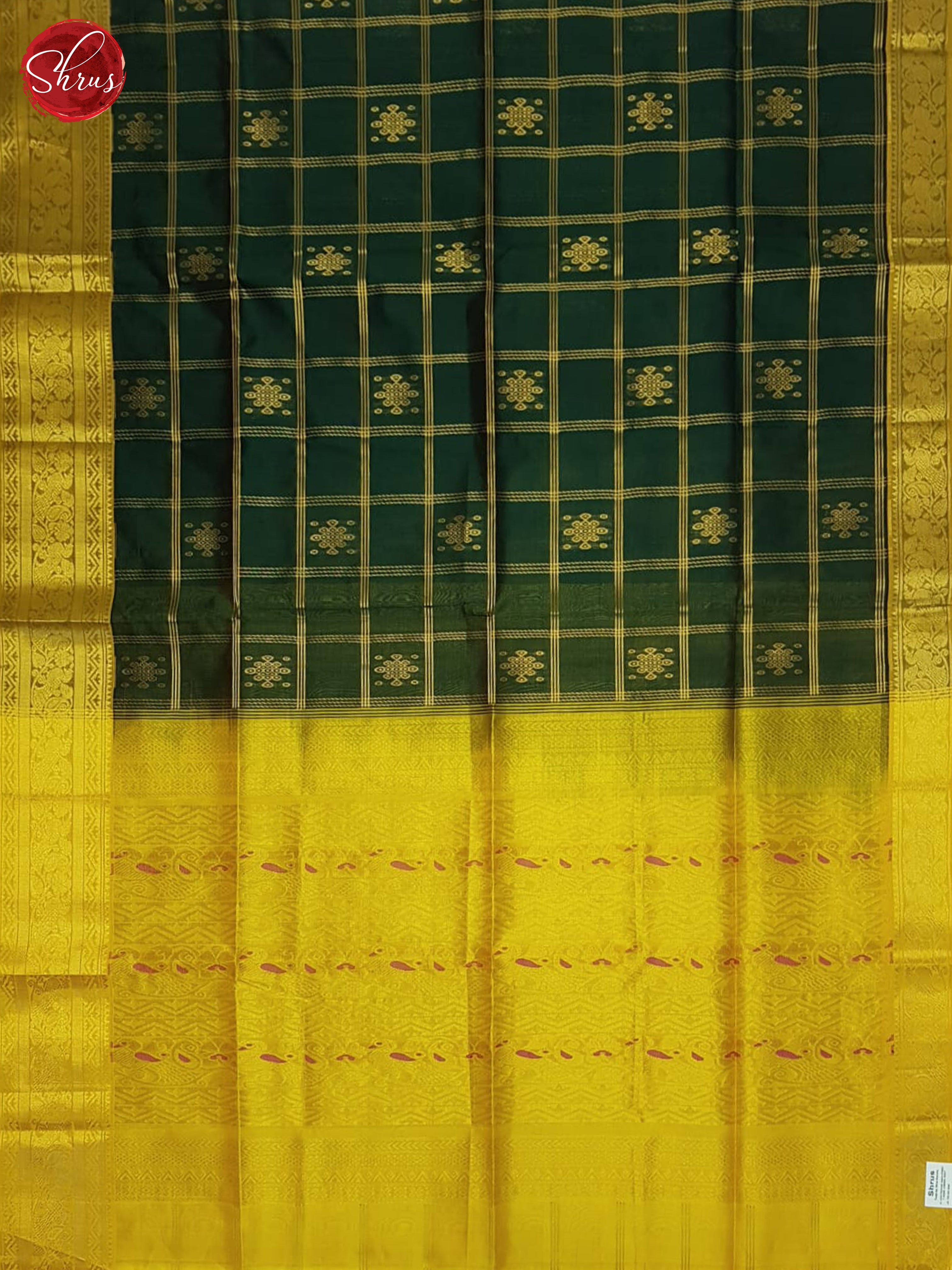 Green And Yellow- Silk Cotton Saree - Shop on ShrusEternity.com