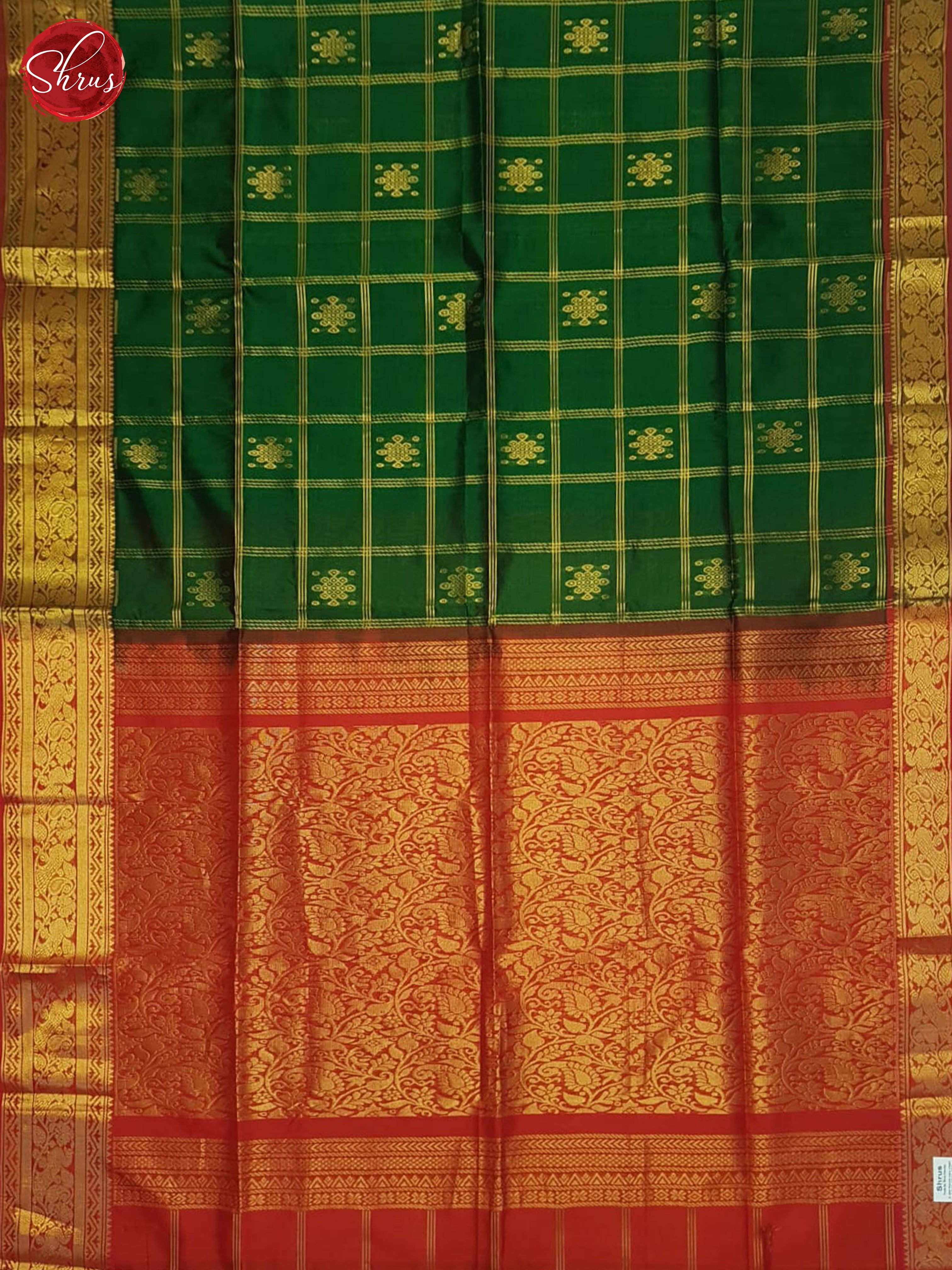 Green And Red- Silk Cotton Saree - Shop on ShrusEternity.com