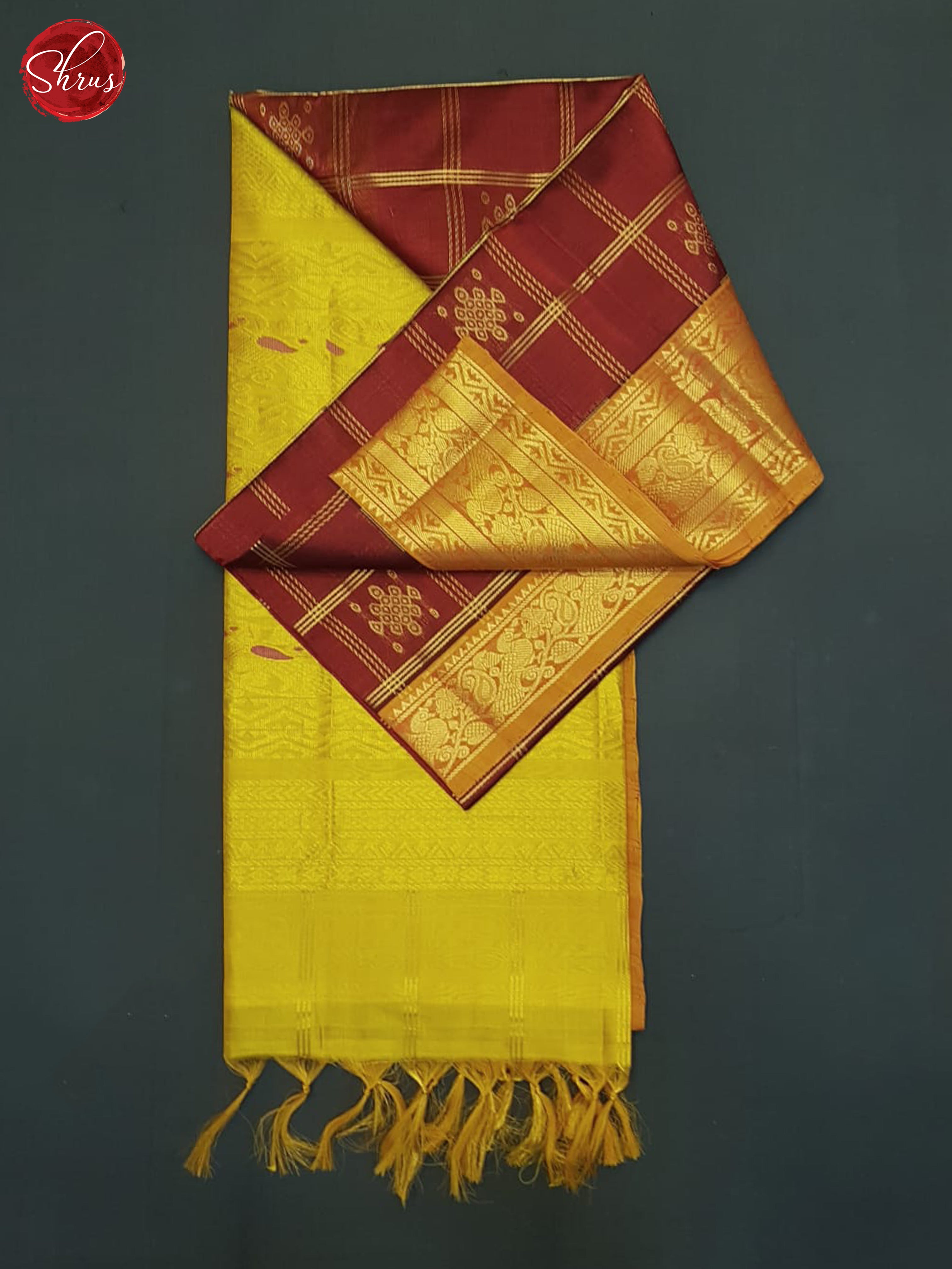Arraku Marron And Mambala Yellow - Silk Cotton Saree - Shop on ShrusEternity.com