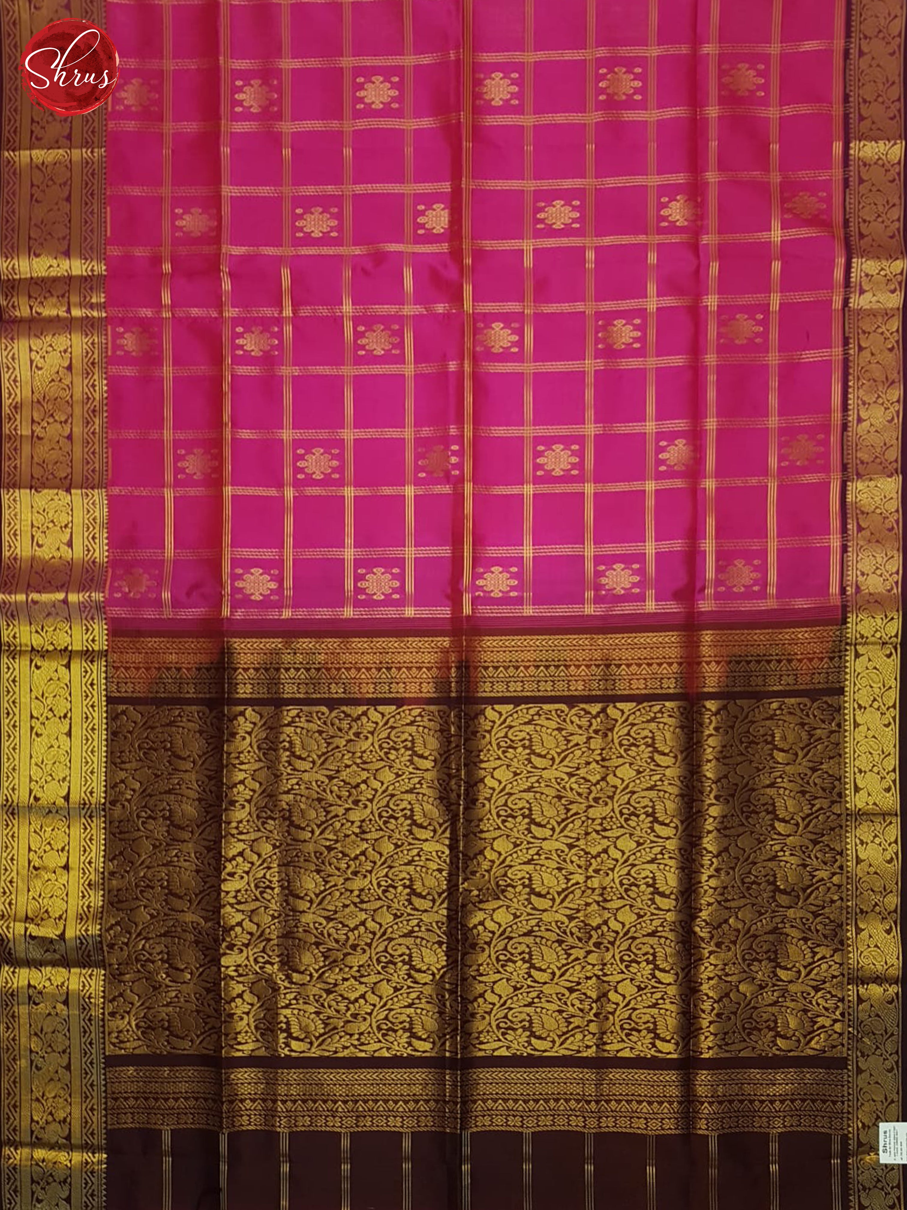 Pink And Brown- Silk Cotton Saree - Shop on ShrusEternity.com