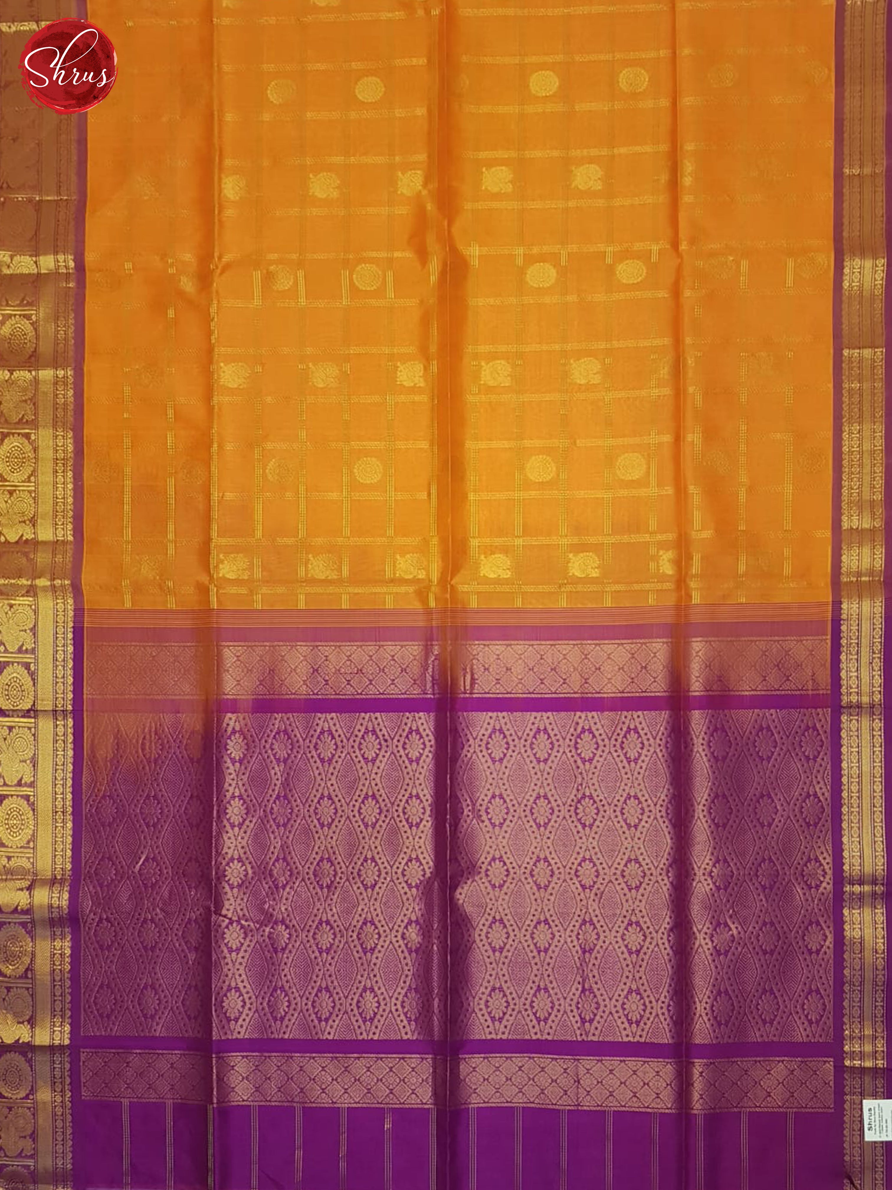 Orange And Purple- Silk Cotton Saree - Shop on ShrusEternity.com