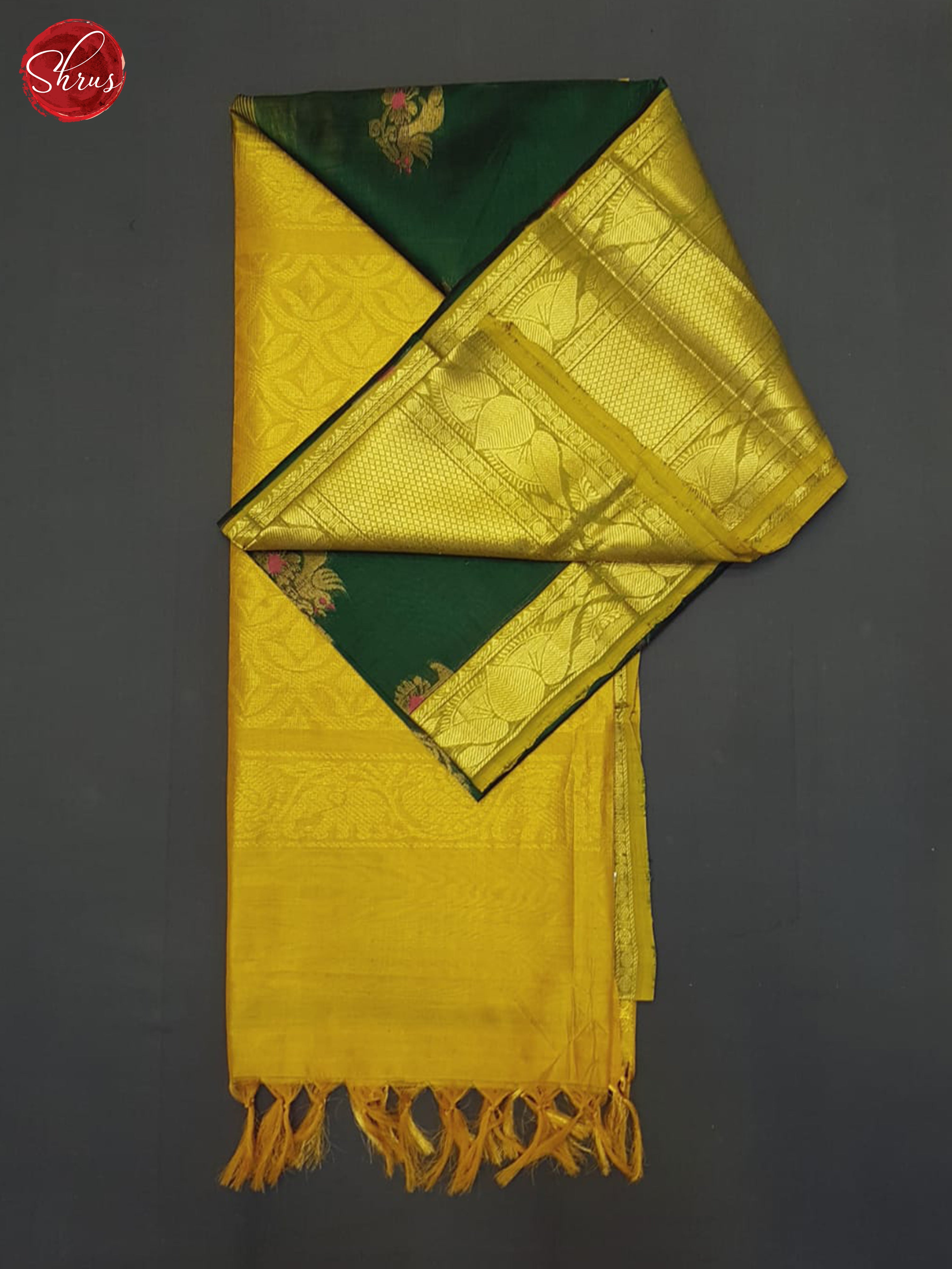Green And Mustard- Silk Cotton Saree - Shop on ShrusEternity.com