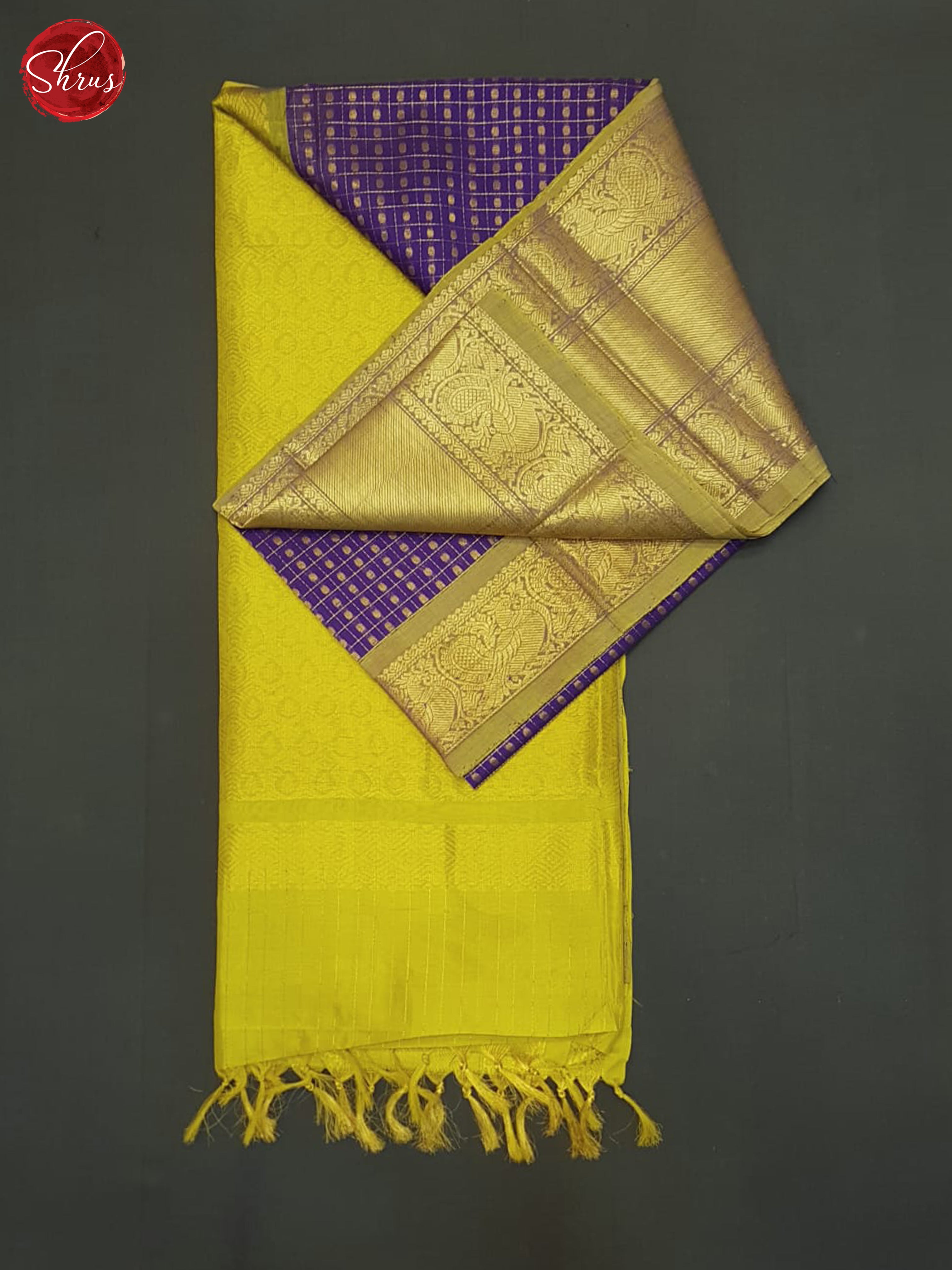 Purple And Green- Silk Cotton Saree - Shop on ShrusEternity.com