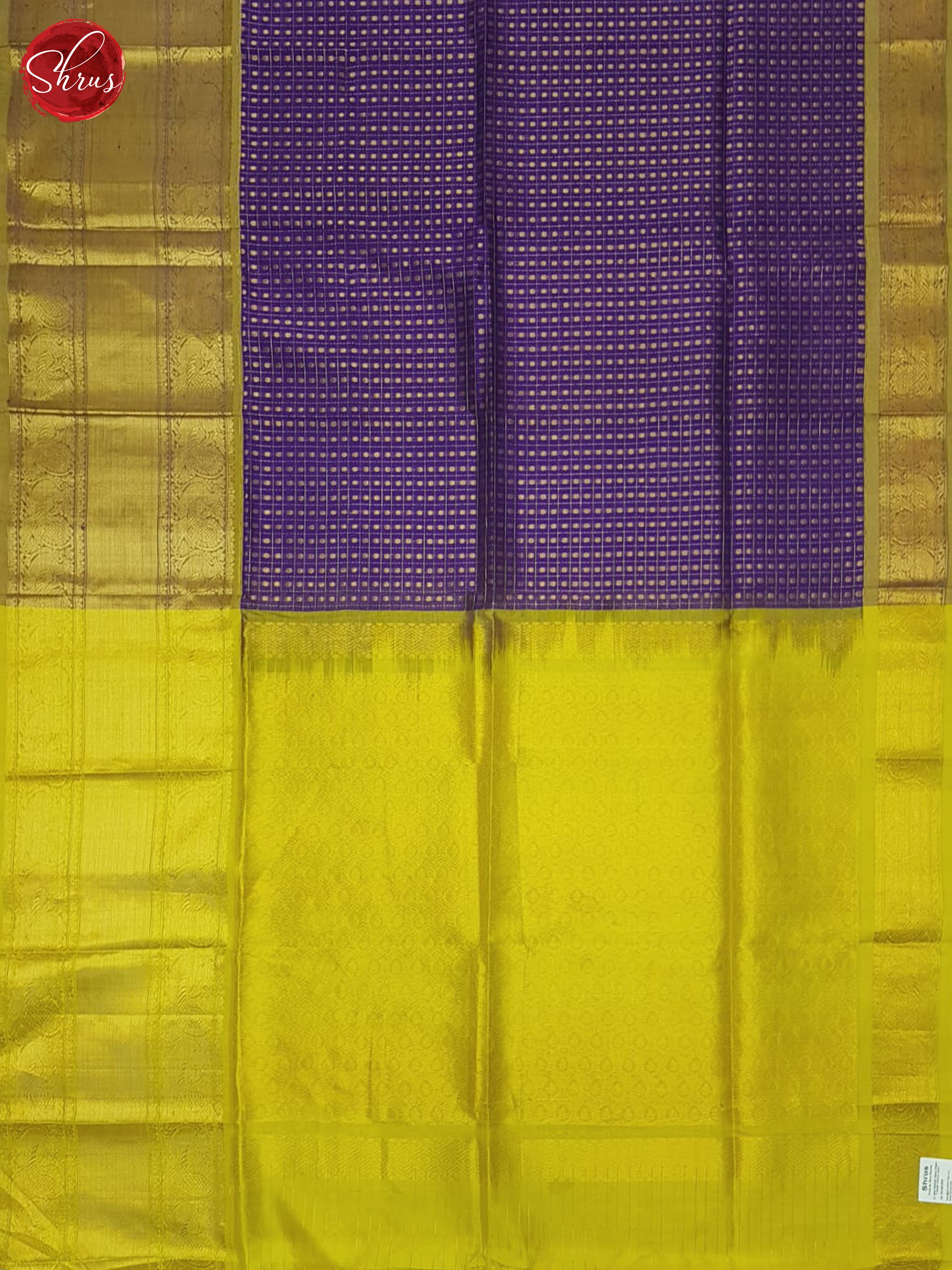 Purple And Green- Silk Cotton Saree - Shop on ShrusEternity.com