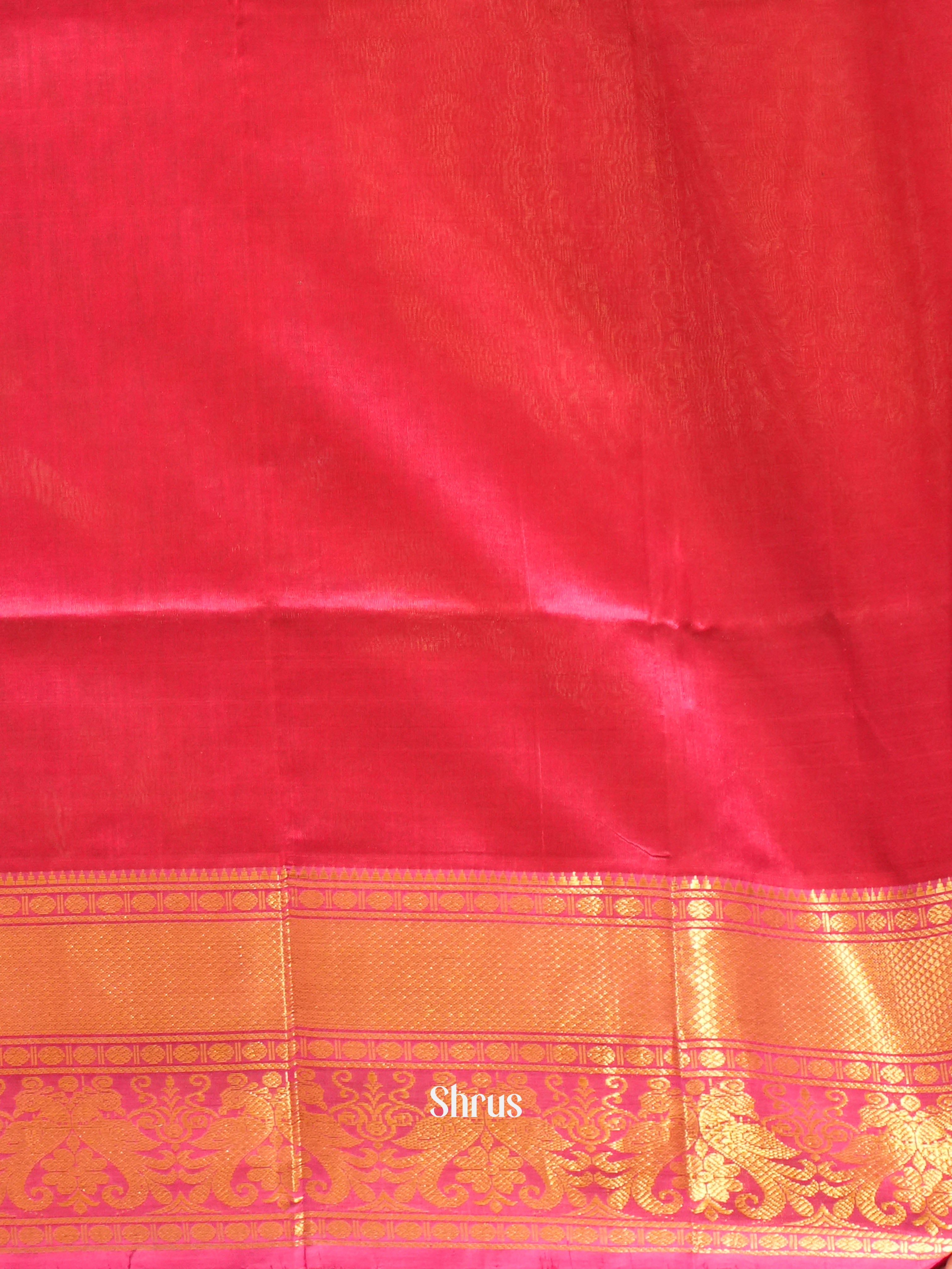Peacock Neck And Red - Silk Cotton Saree - Shop on ShrusEternity.com