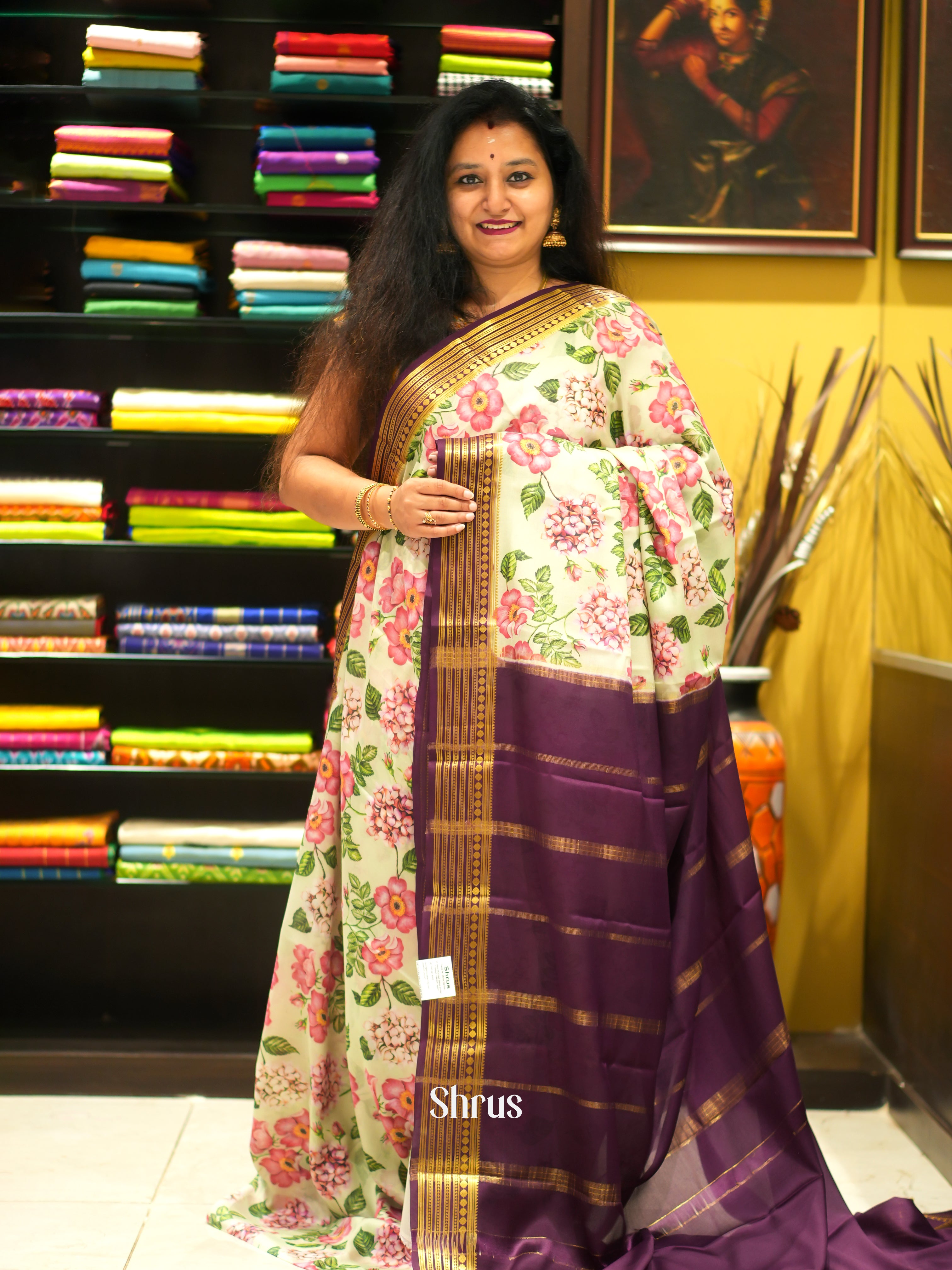 Green And Wine- Mysore Silk Saree - Shop on ShrusEternity.com