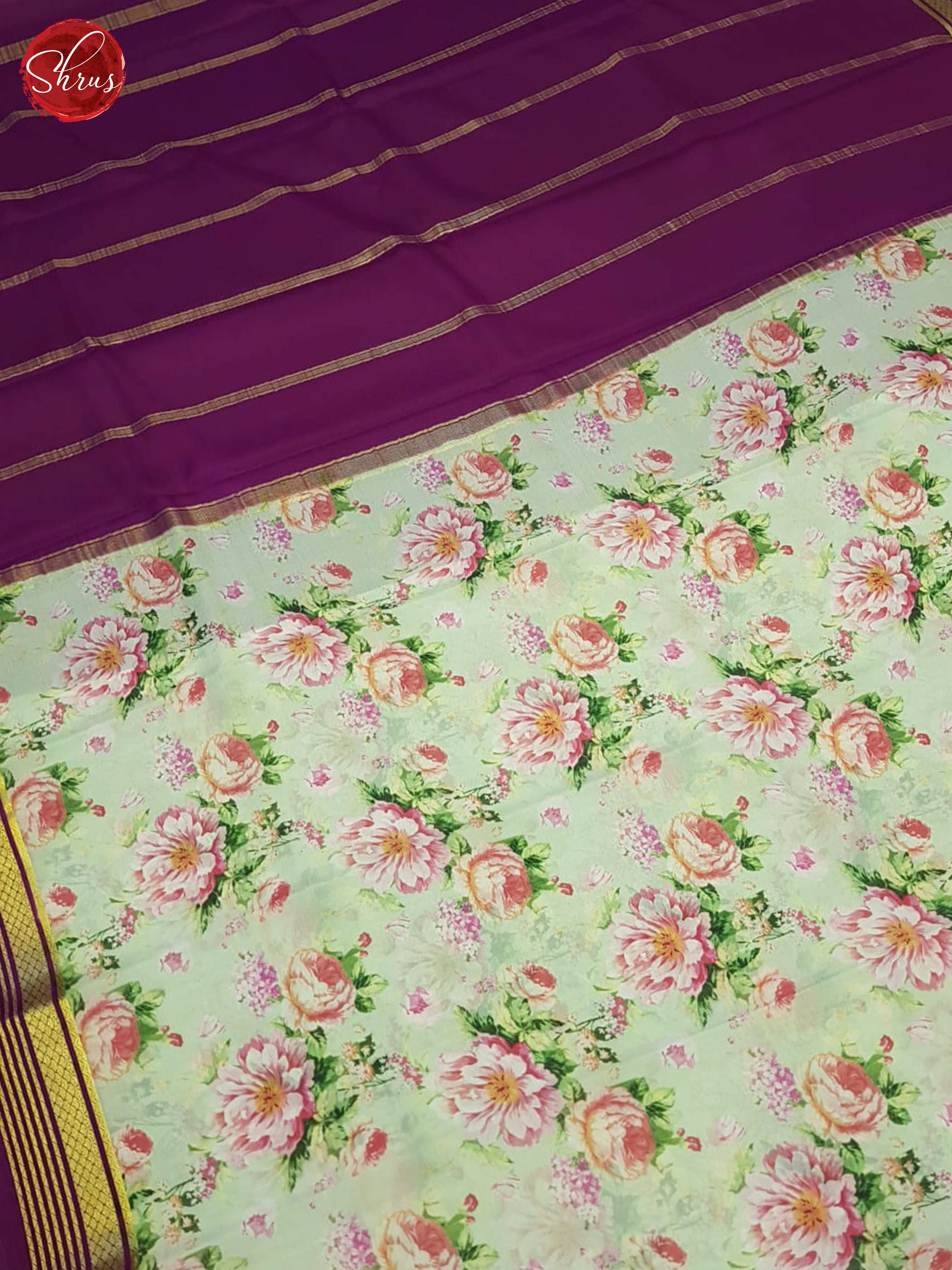 Green And Wine-Mysore Silk Saree - Shop on ShrusEternity.com