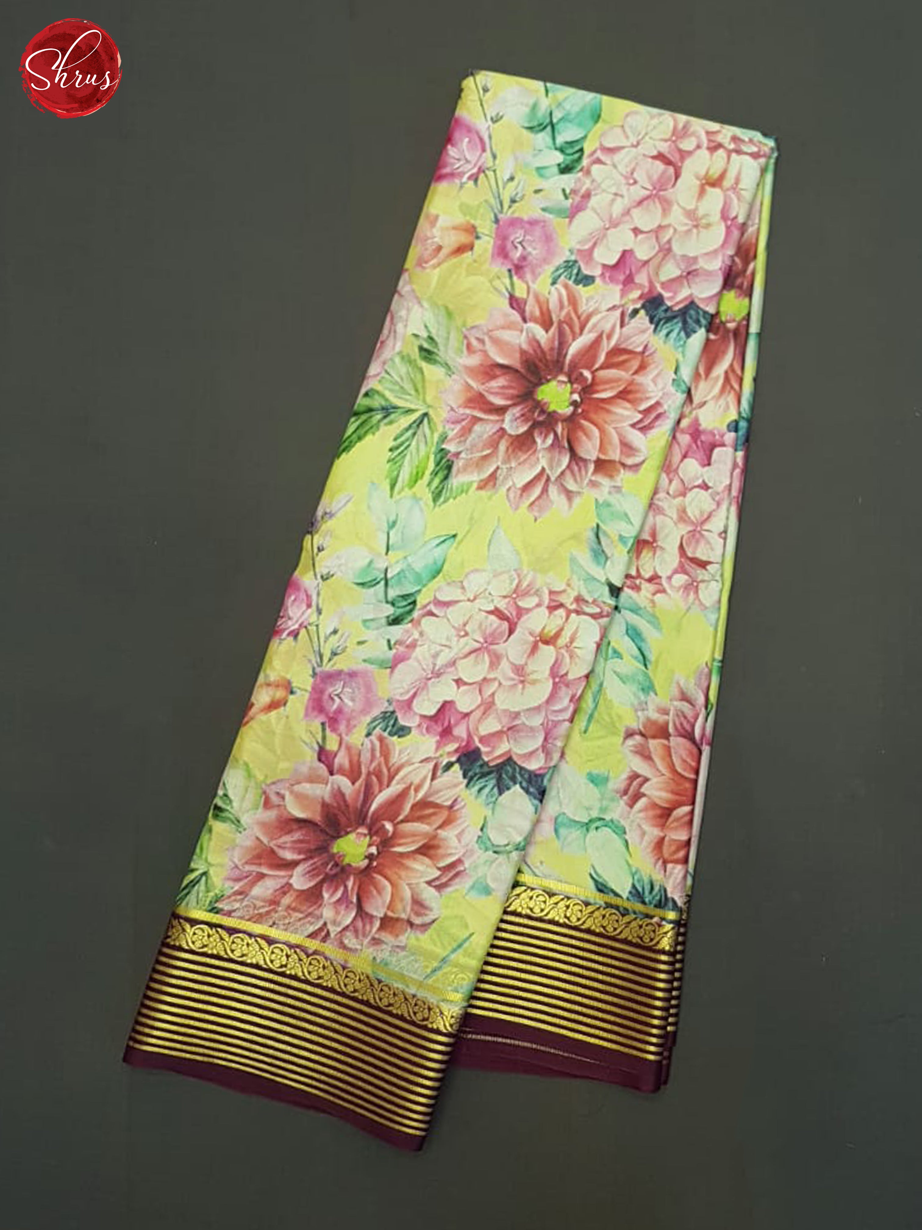Yellow And Wine- Mysore Silk Saree - Shop on ShrusEternity.com