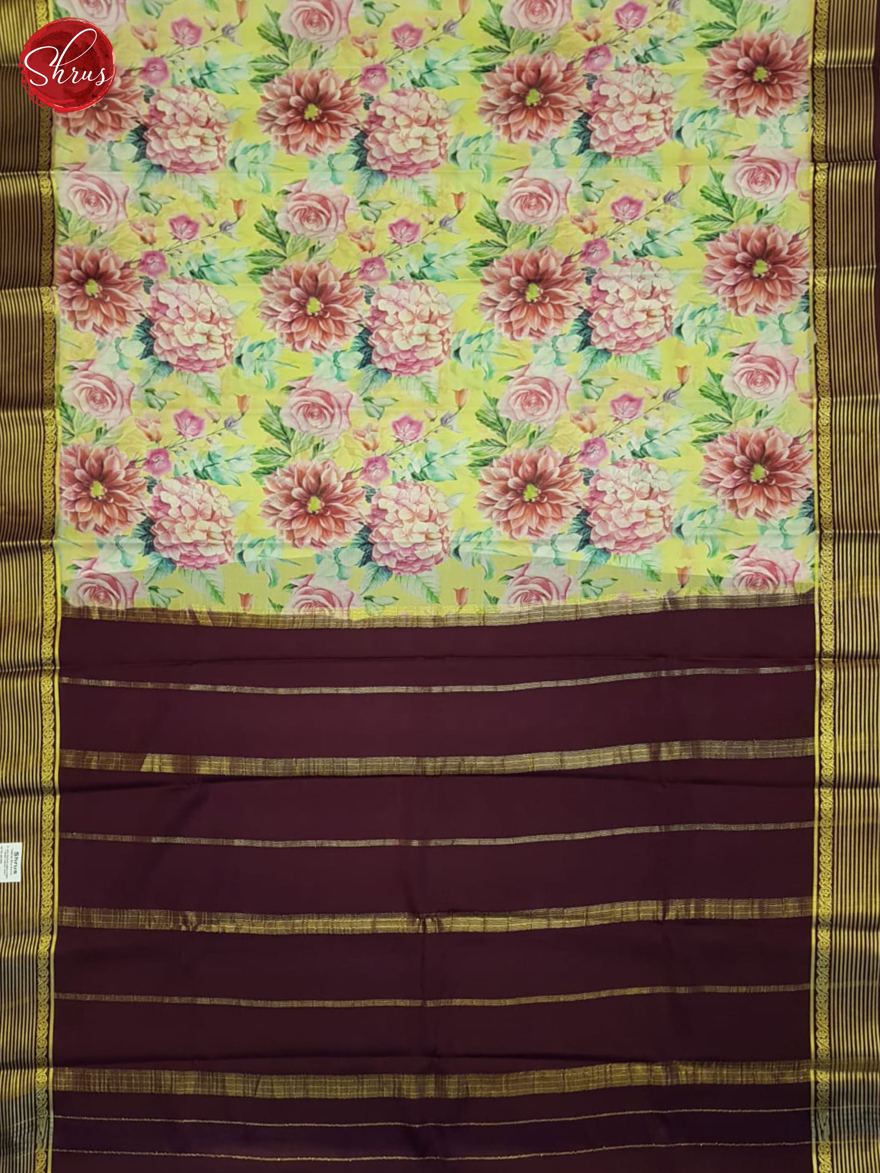 Yellow And Wine- Mysore Silk Saree - Shop on ShrusEternity.com