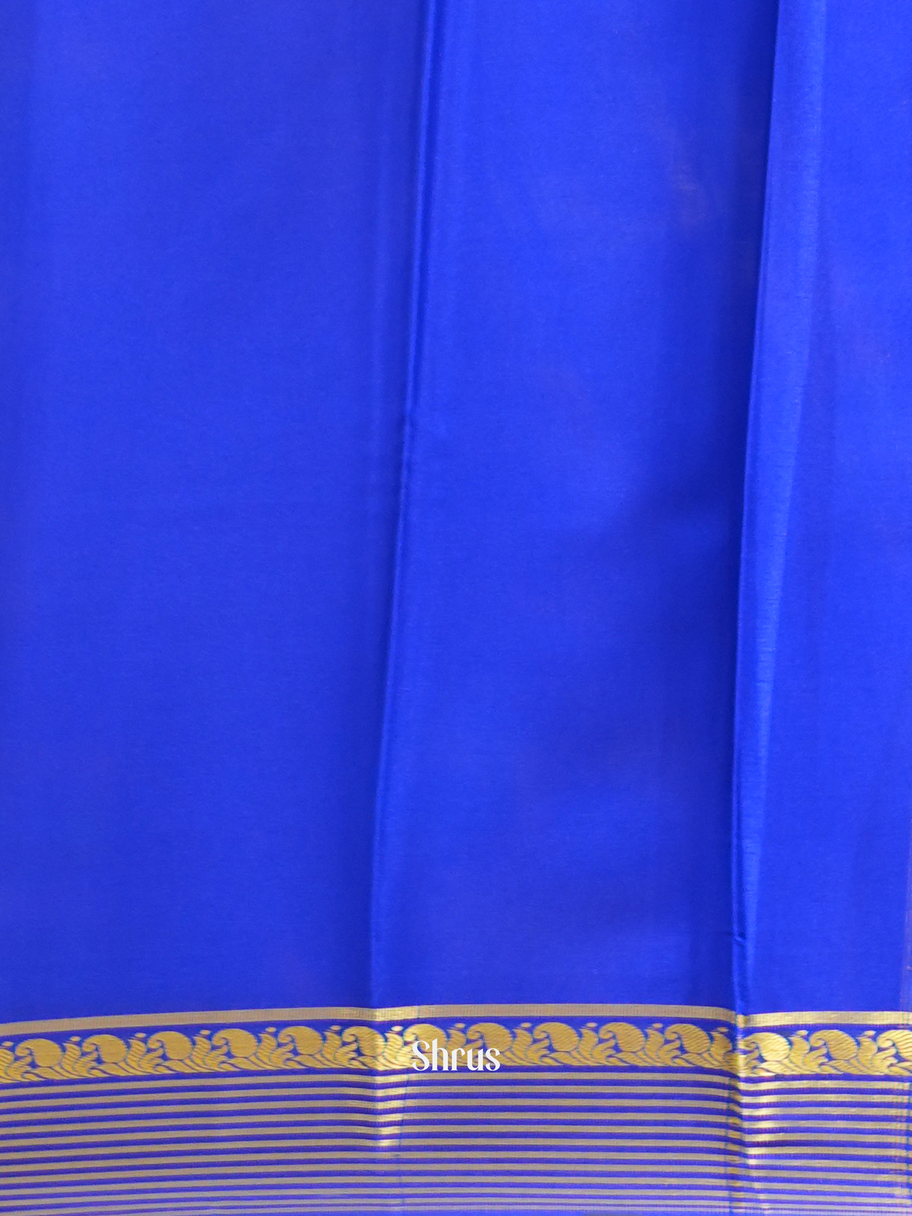Sky Blue & Blue - Mysore Silk Saree - Shop on ShrusEternity.com