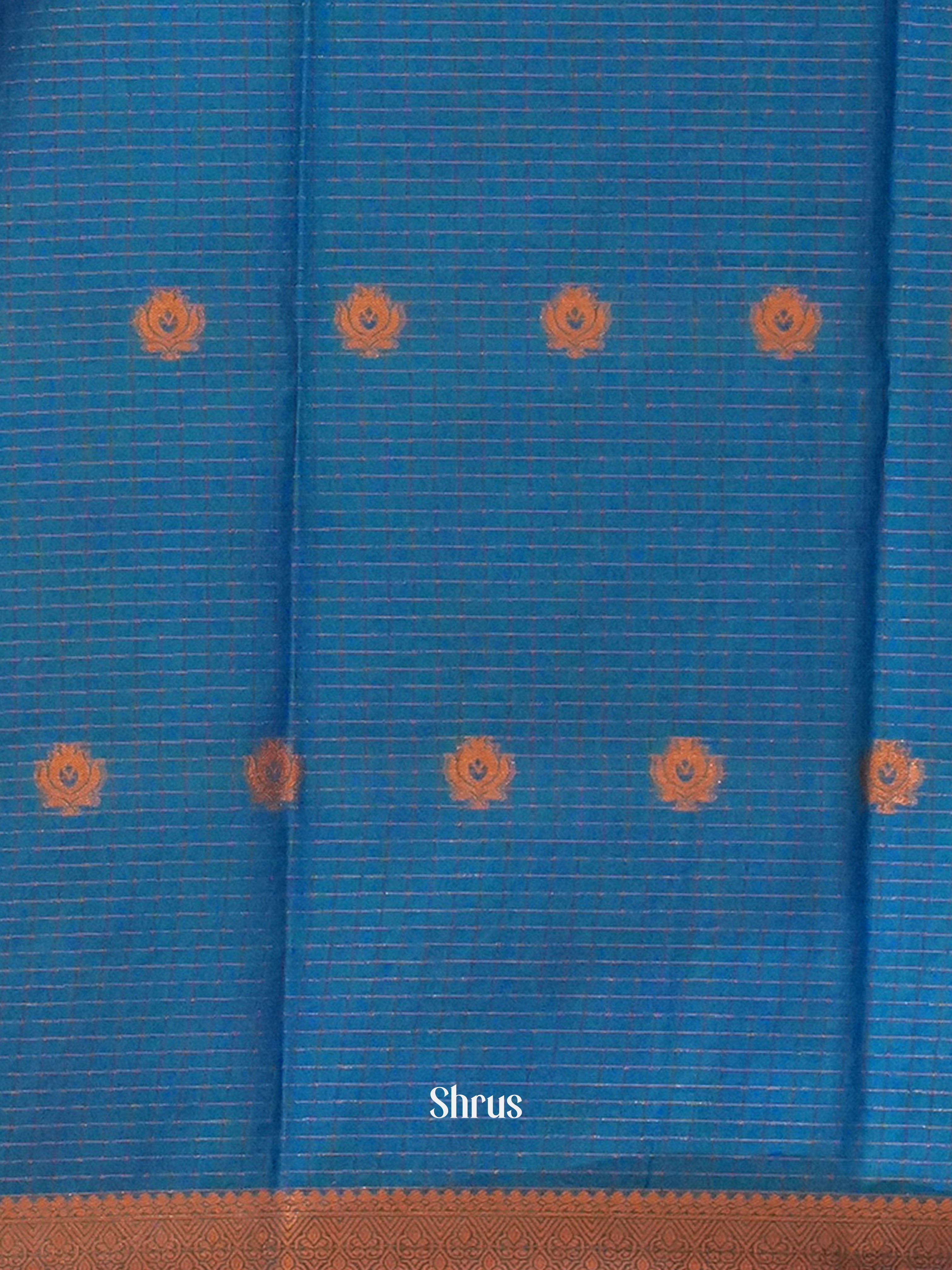 Pink & Blue - Semi Mysoresilk Saree - Shop on ShrusEternity.com