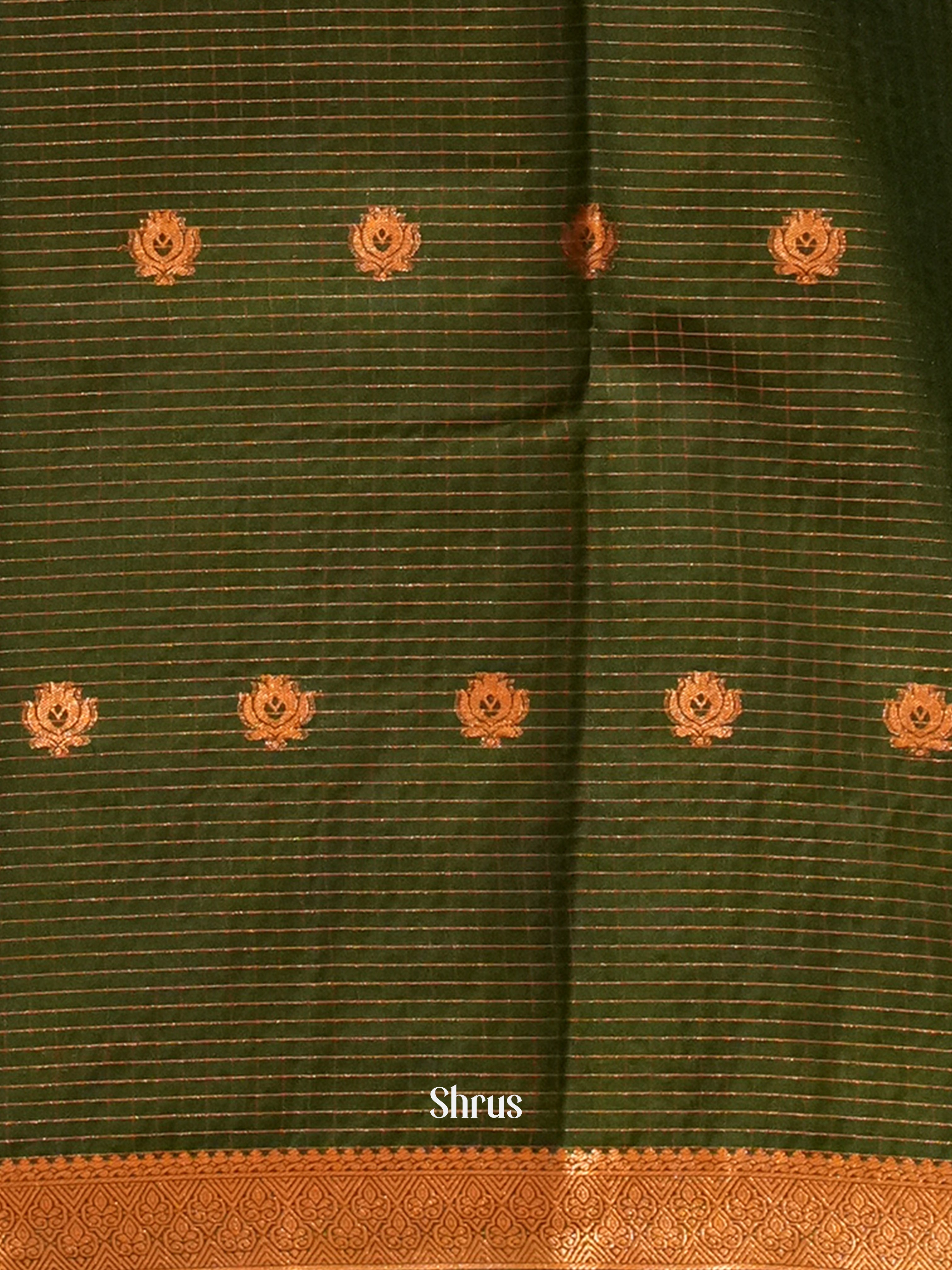 Light Green & Green - Semi Mysoresilk Saree - Shop on ShrusEternity.com