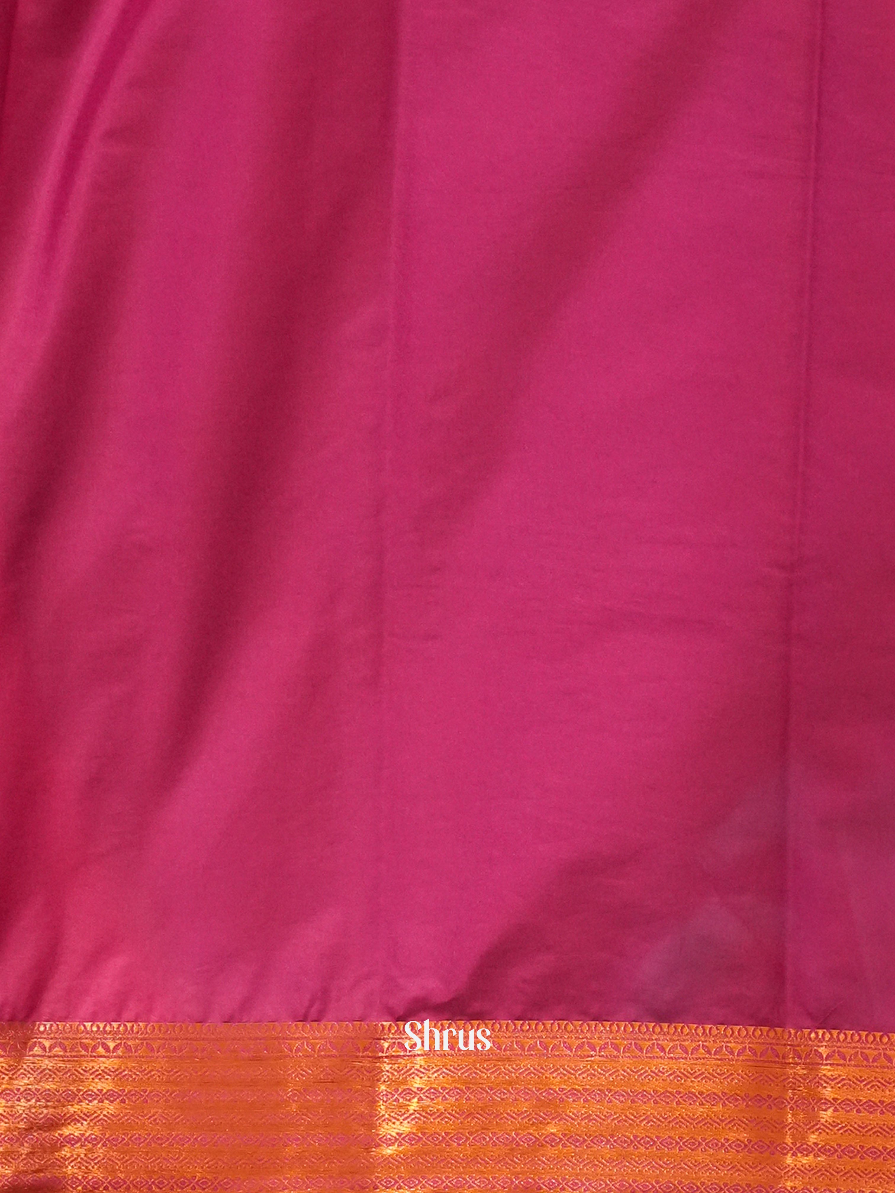 Blue & Pink - Semi Mysore Silk Saree - Shop on ShrusEternity.com