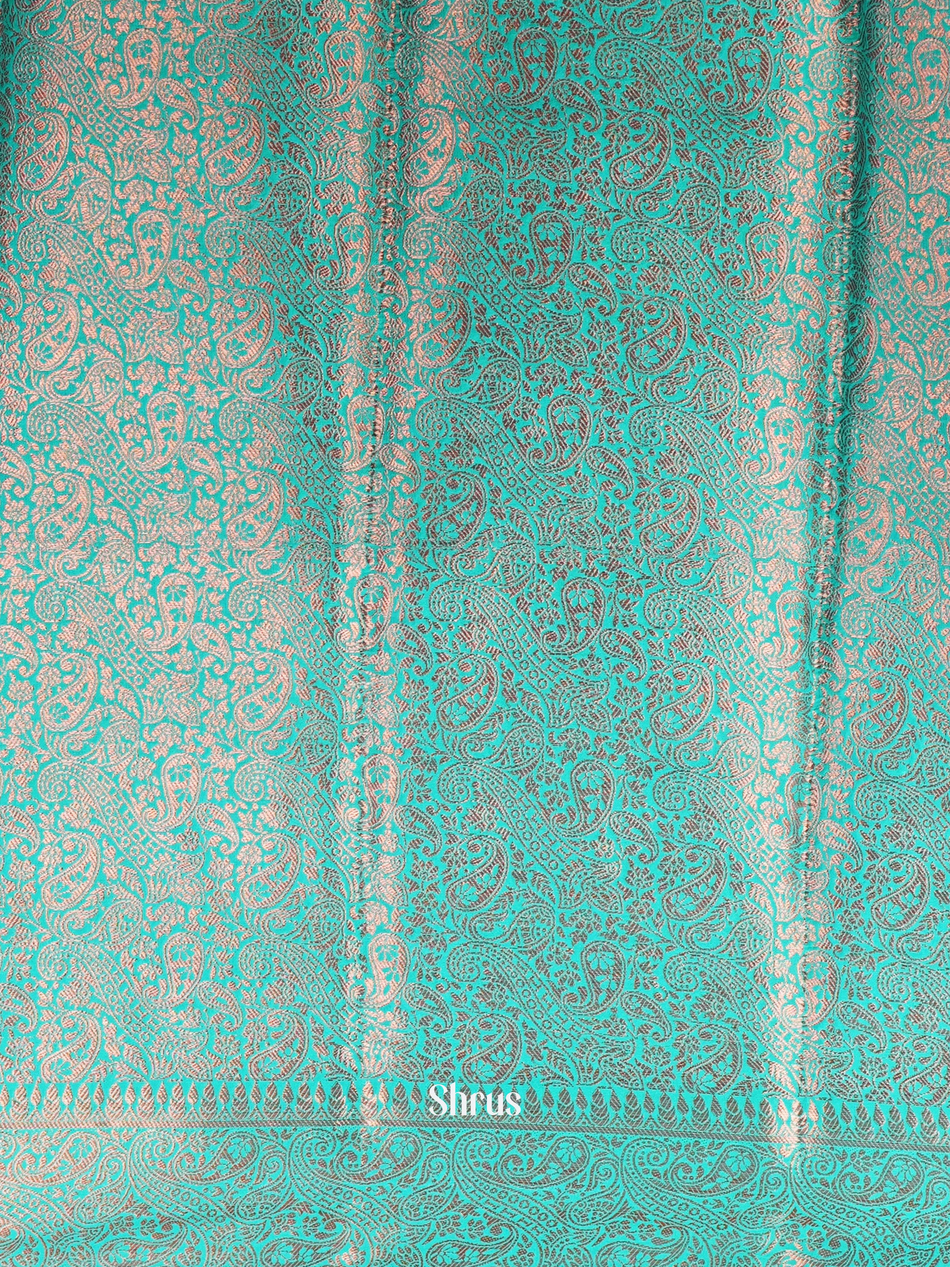 Cream & Teal - Semi Mysoresilk Saree - Shop on ShrusEternity.com