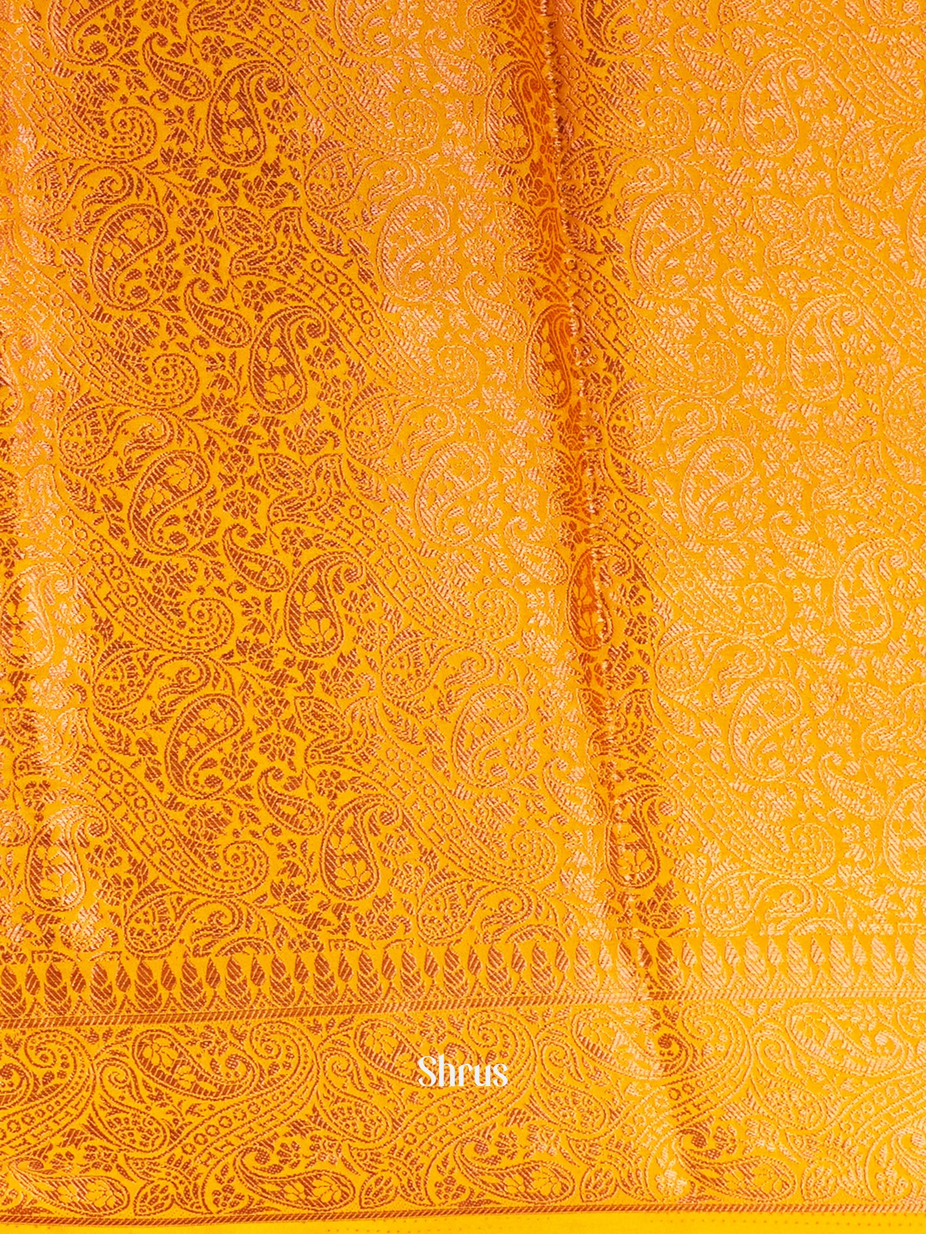 Red & Mustard - Semi Mysoresilk Saree - Shop on ShrusEternity.com
