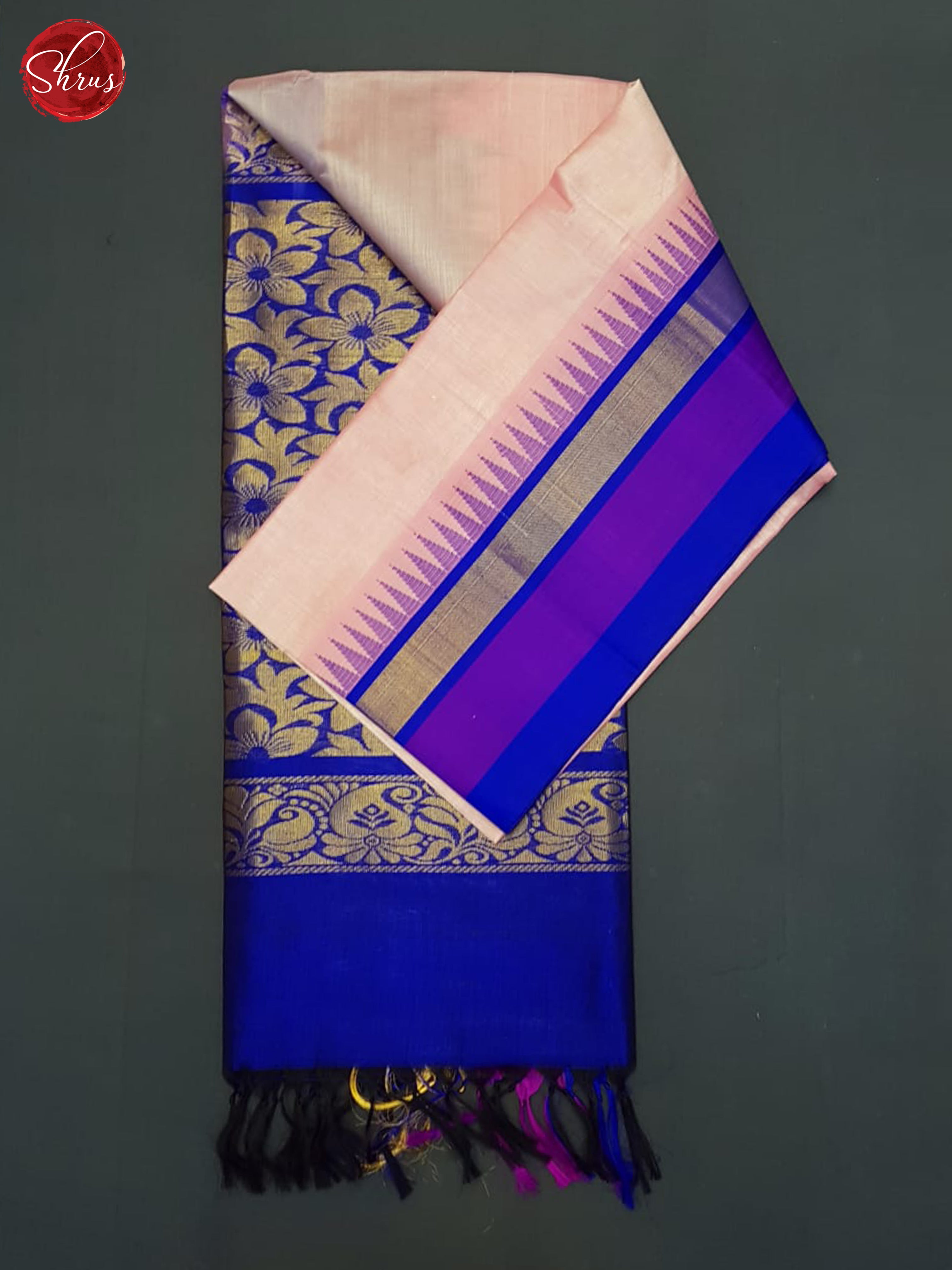 Lotus Pink And Blue- Silk Cotton Saree - Shop on ShrusEternity.com