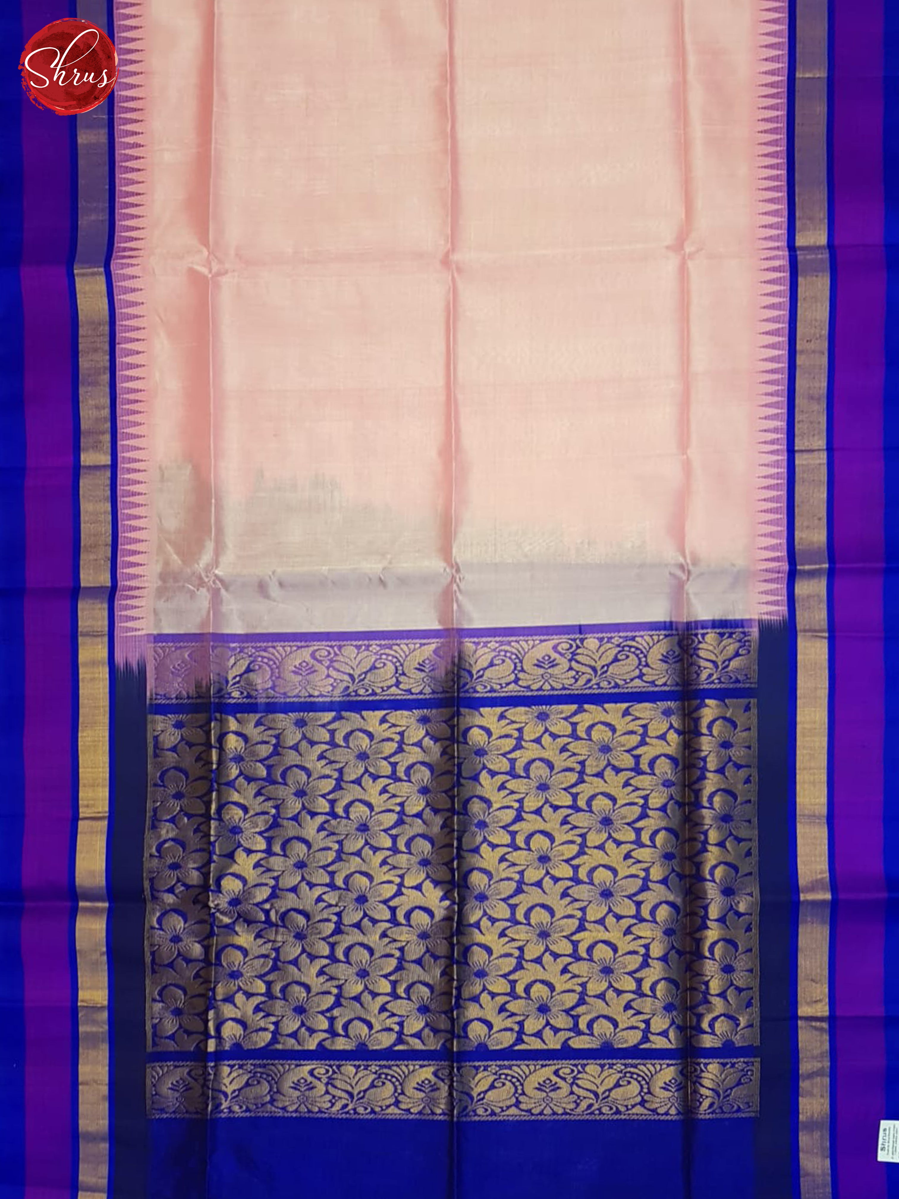 Lotus Pink And Blue- Silk Cotton Saree - Shop on ShrusEternity.com