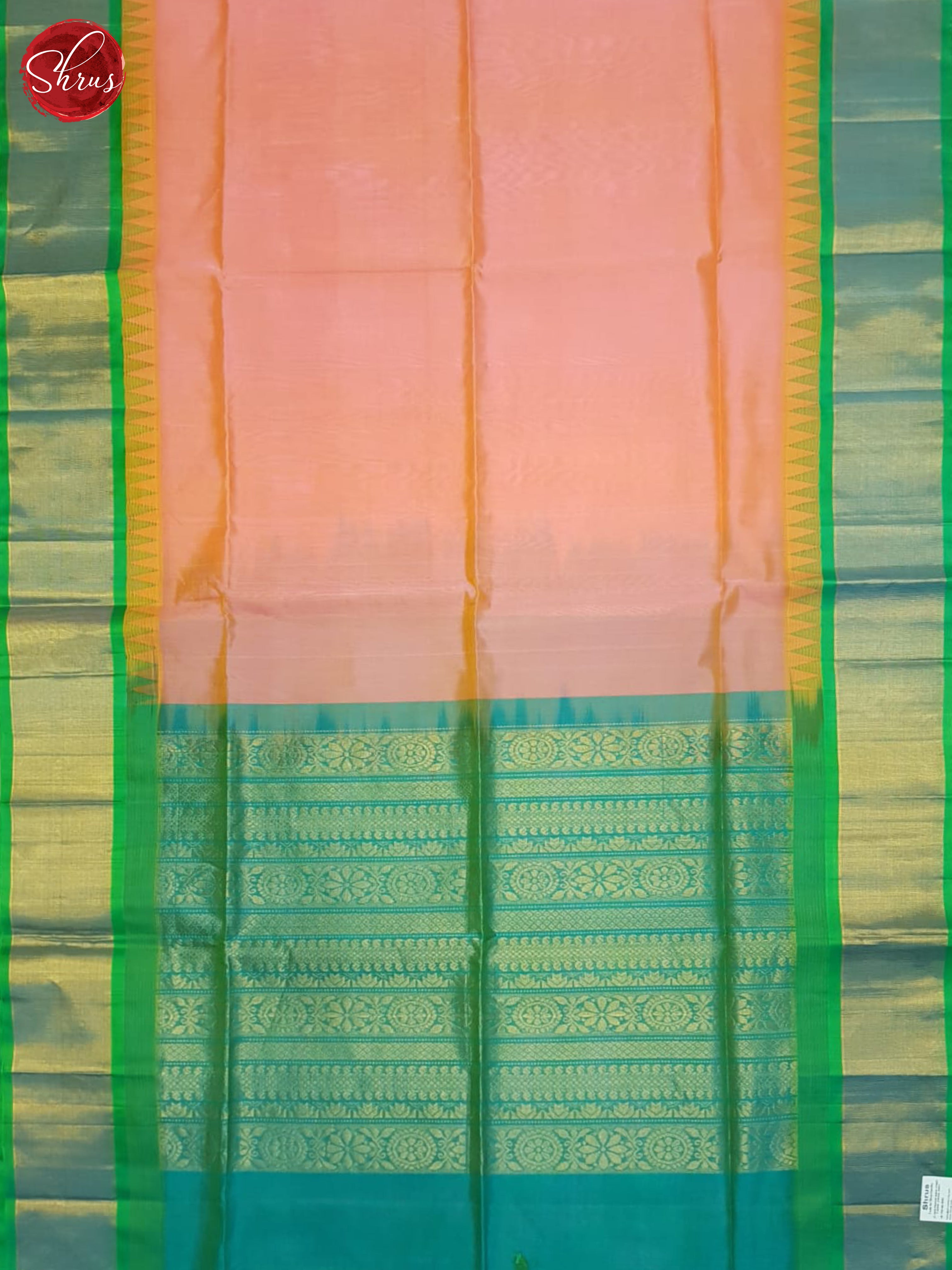 Pink And Blue- Silk Cotton Saree - Shop on ShrusEternity.com