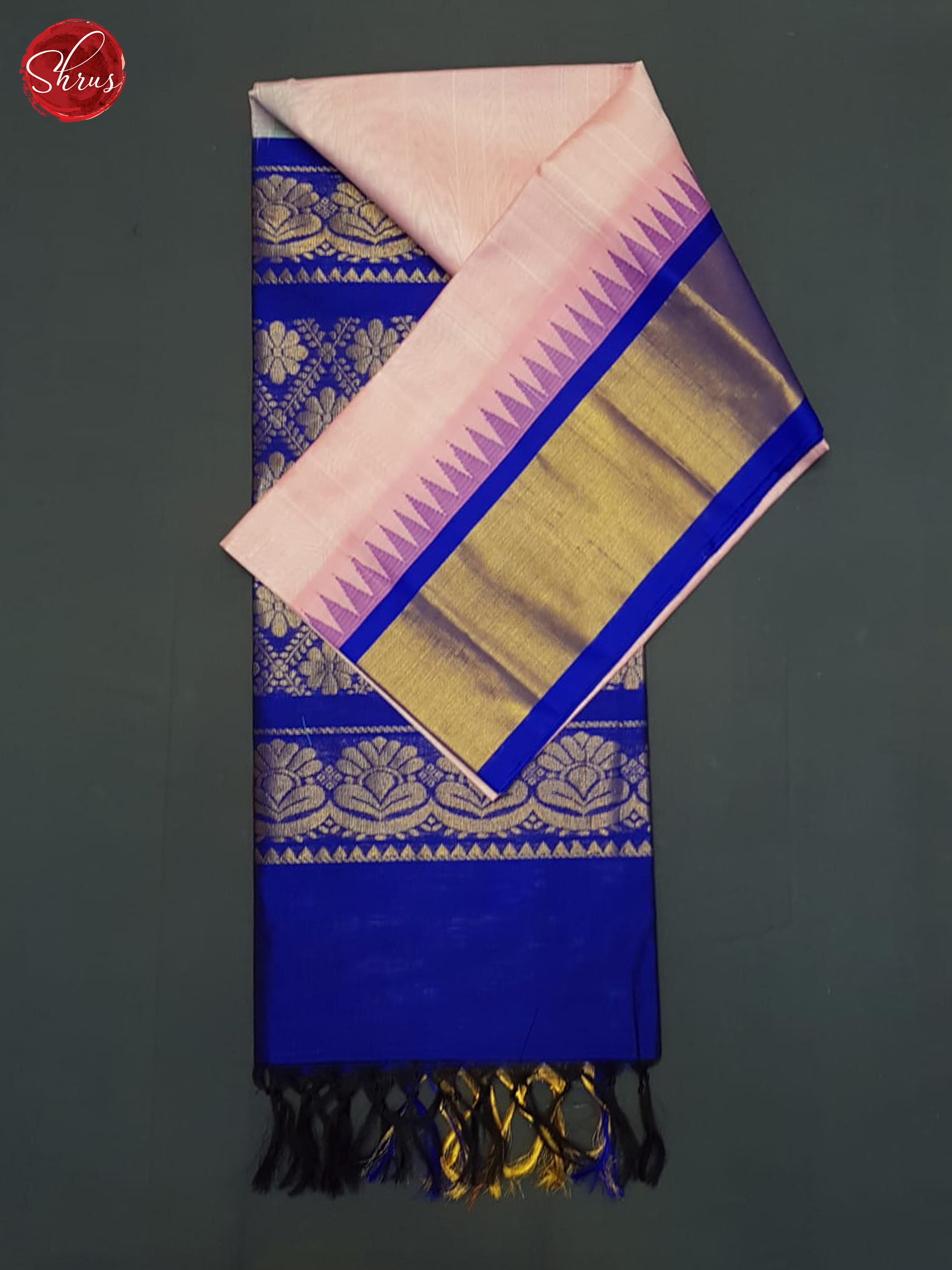 Pink And Blue- Silk Cotton saree - Shop on ShrusEternity.com