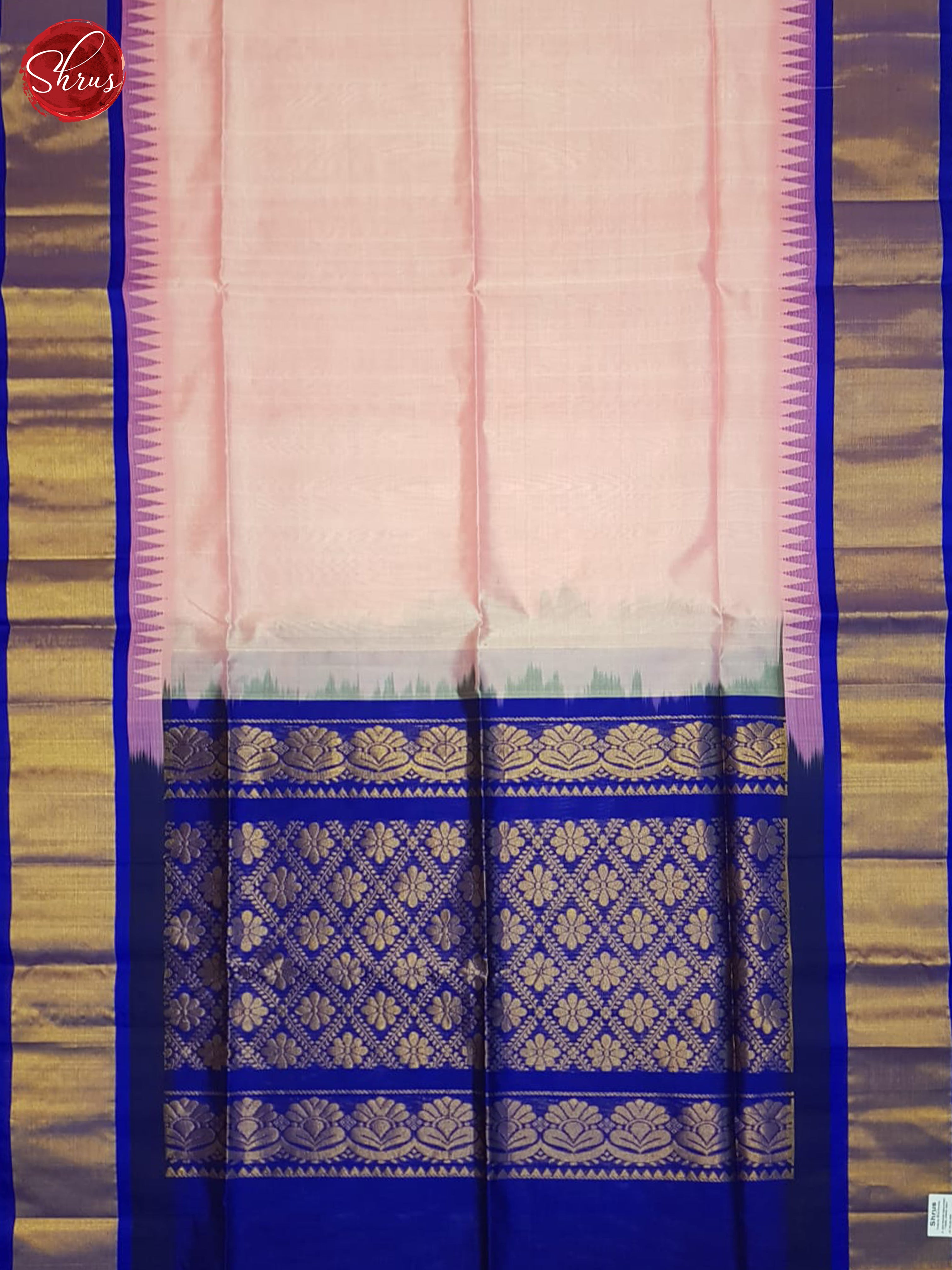 Pink And Blue- Silk Cotton saree - Shop on ShrusEternity.com