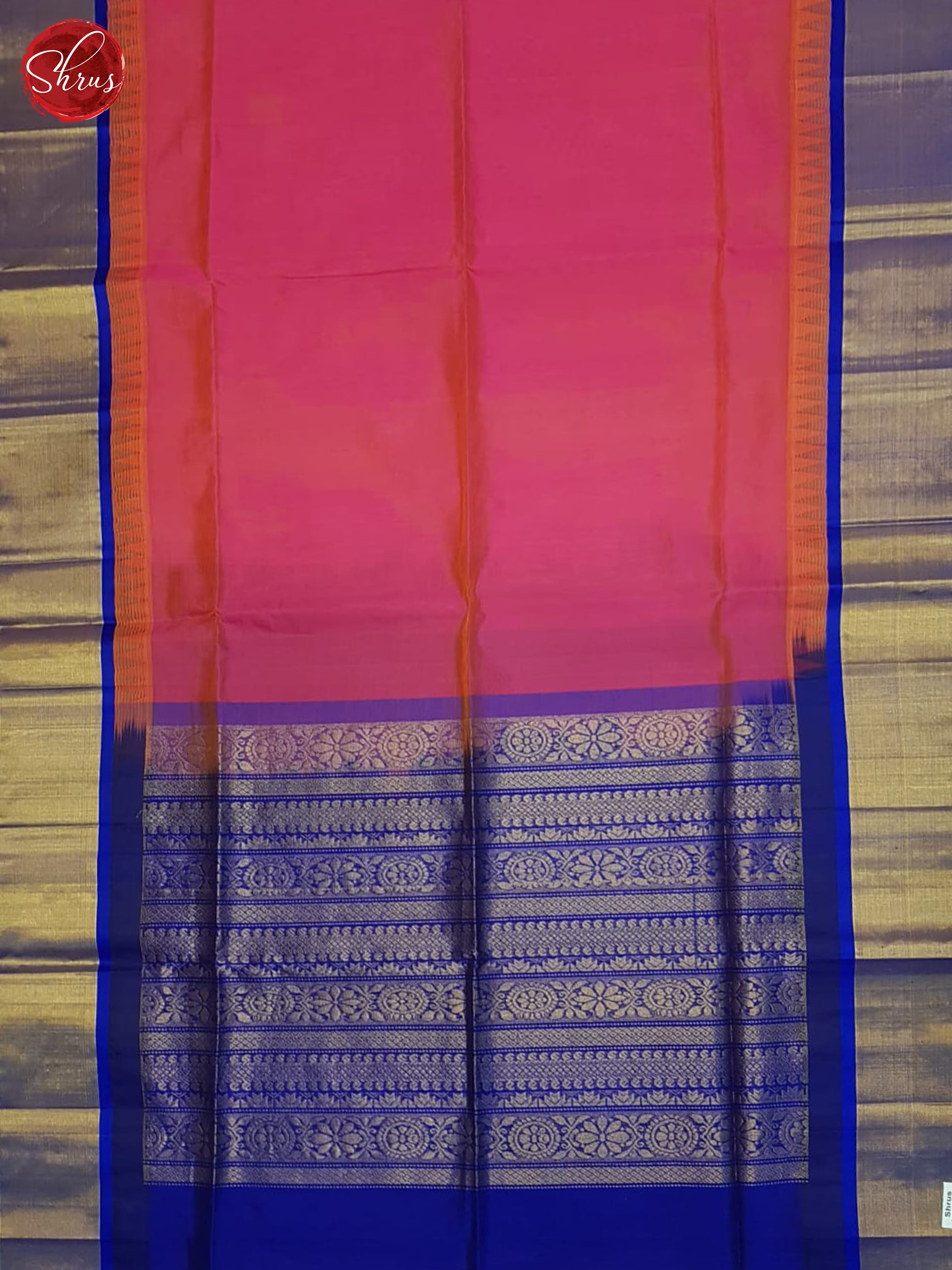 Pink And Blue- Silk Cotton Saree - Shop on ShrusEternity.com