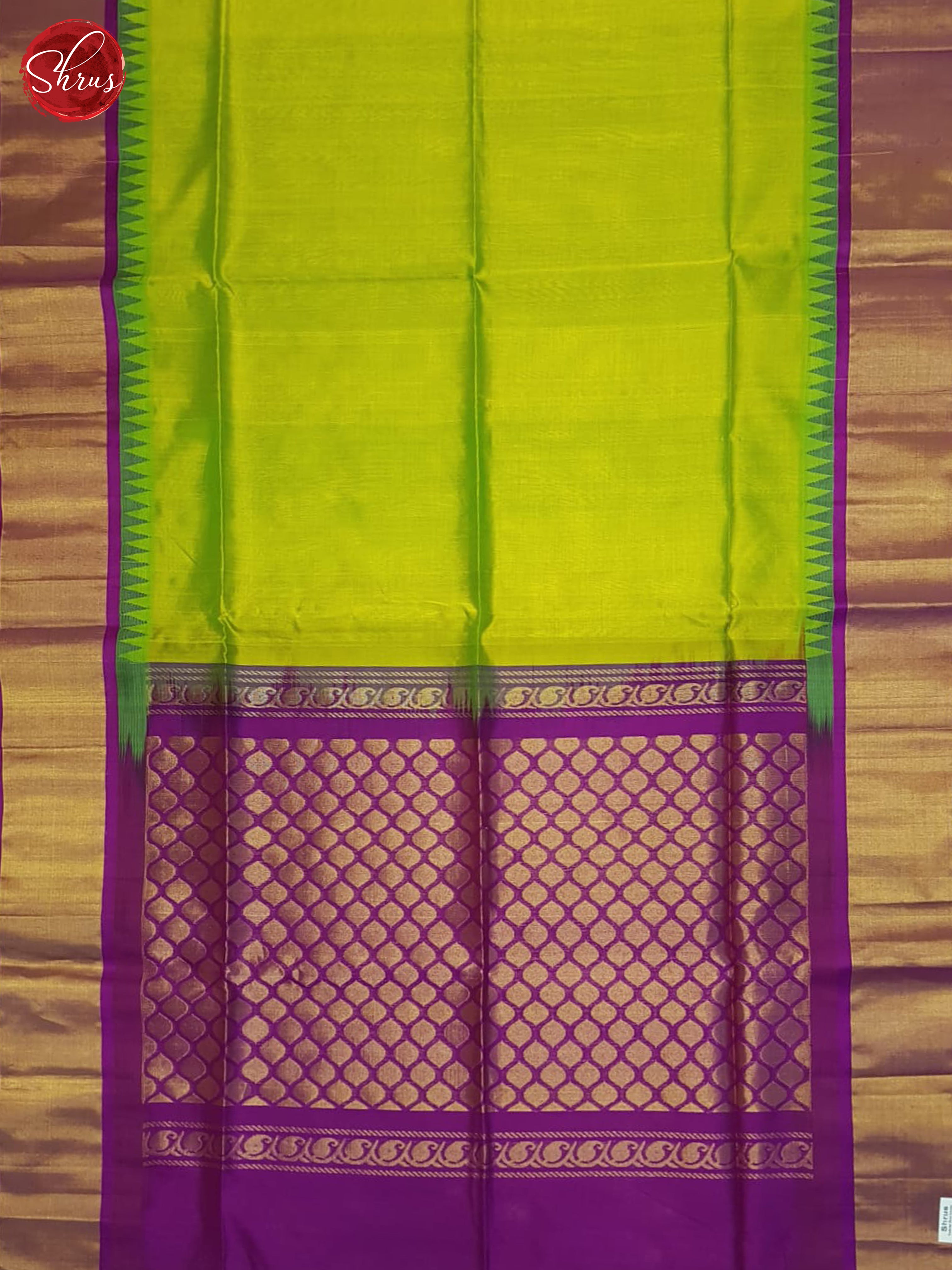 Green And Purple- Silk Cotton Saree - Shop on ShrusEternity.com